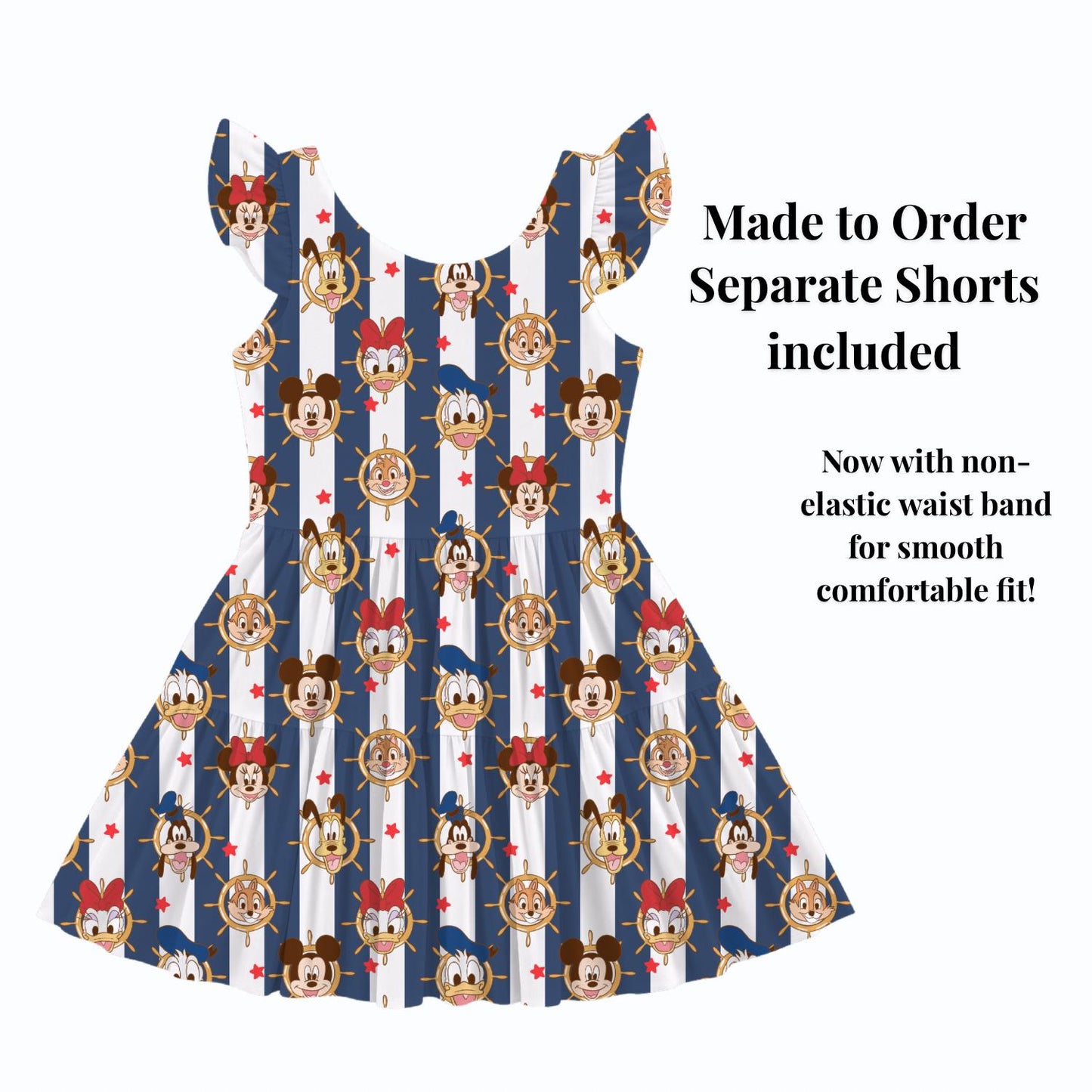 PREORDER Mickey and Friends Nautical Cruise Active Mesh Twirl Dress with Separate Shorts | Disney Cruise Outfit