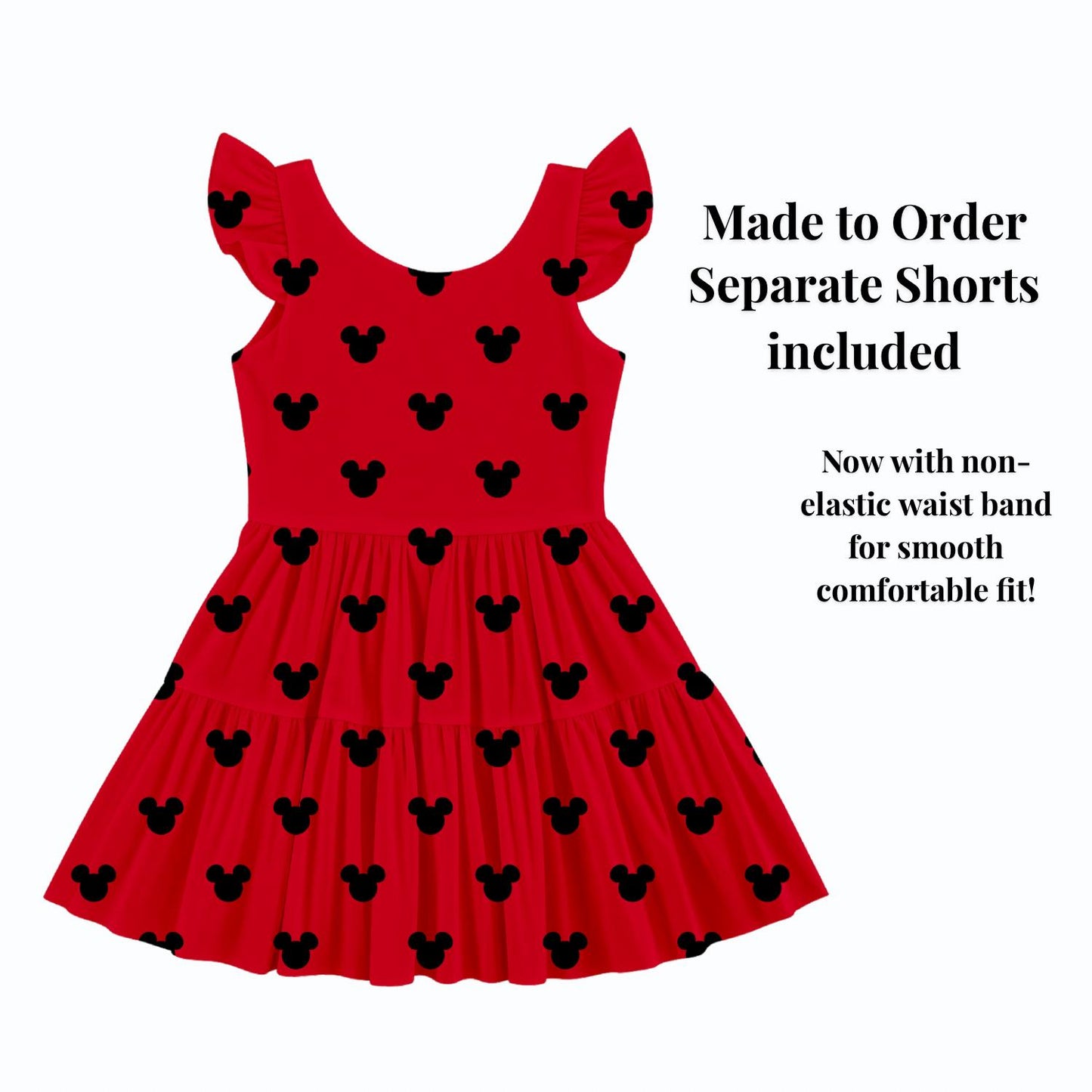 PREORDER Classic Red Mickey Active Mesh Twirl Dress with Separate Shorts | Black Mickey Icon Disney Park Outfit