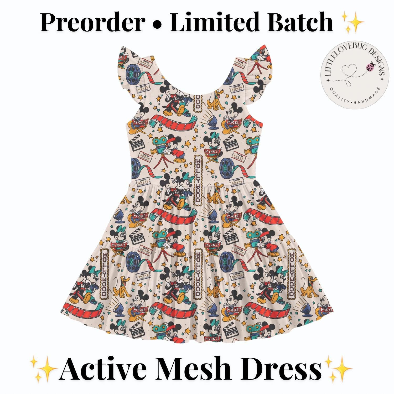 PREORDER Mickey and Minnie Hollywood Studios Active Mesh Twirl Dress with Separate Shorts | Disney Movie Park Outfit