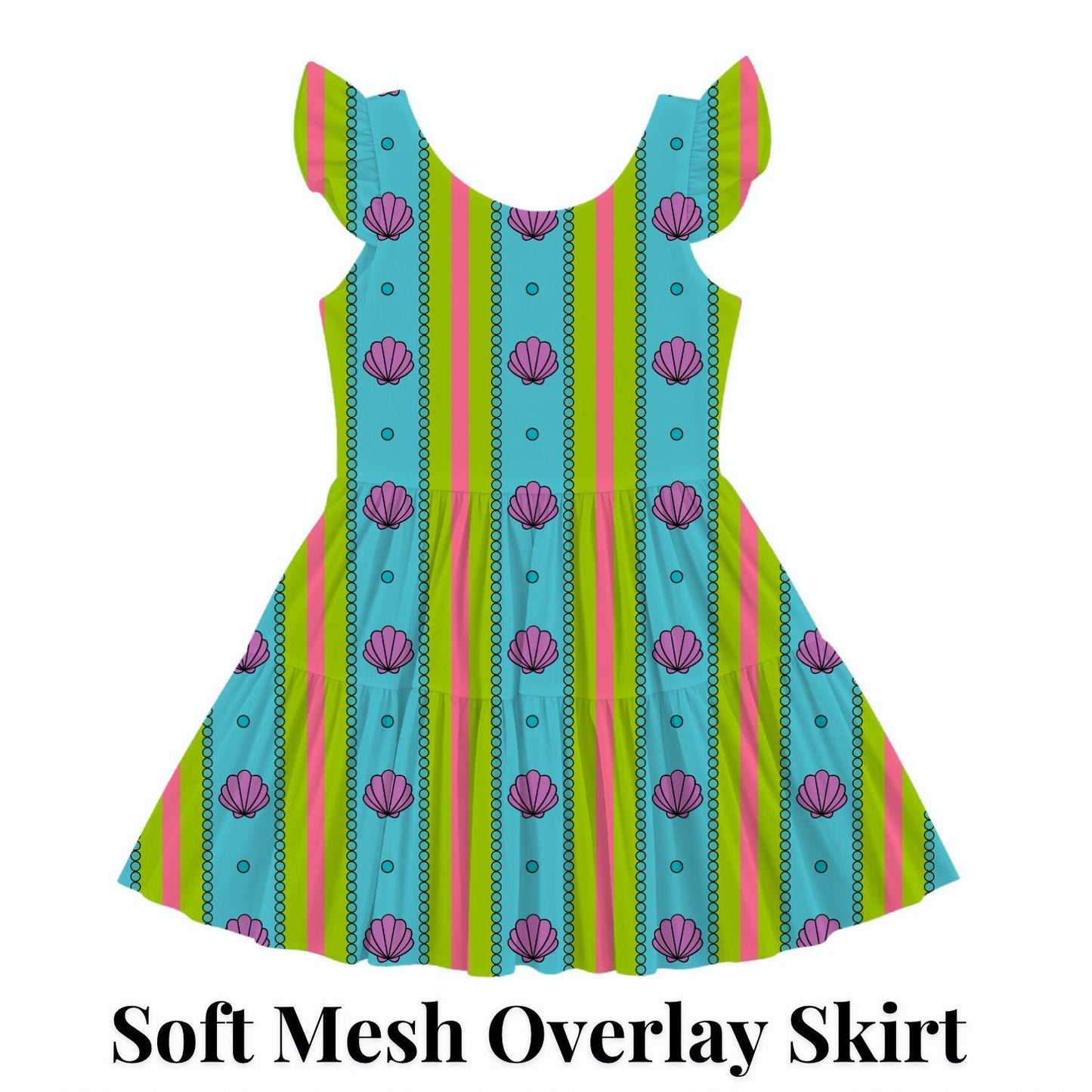 PREORDER Little Mermaid Seashell Active Mesh Twirl Dress with Separate Shorts | Colorful Ariel Disney Park Outfit