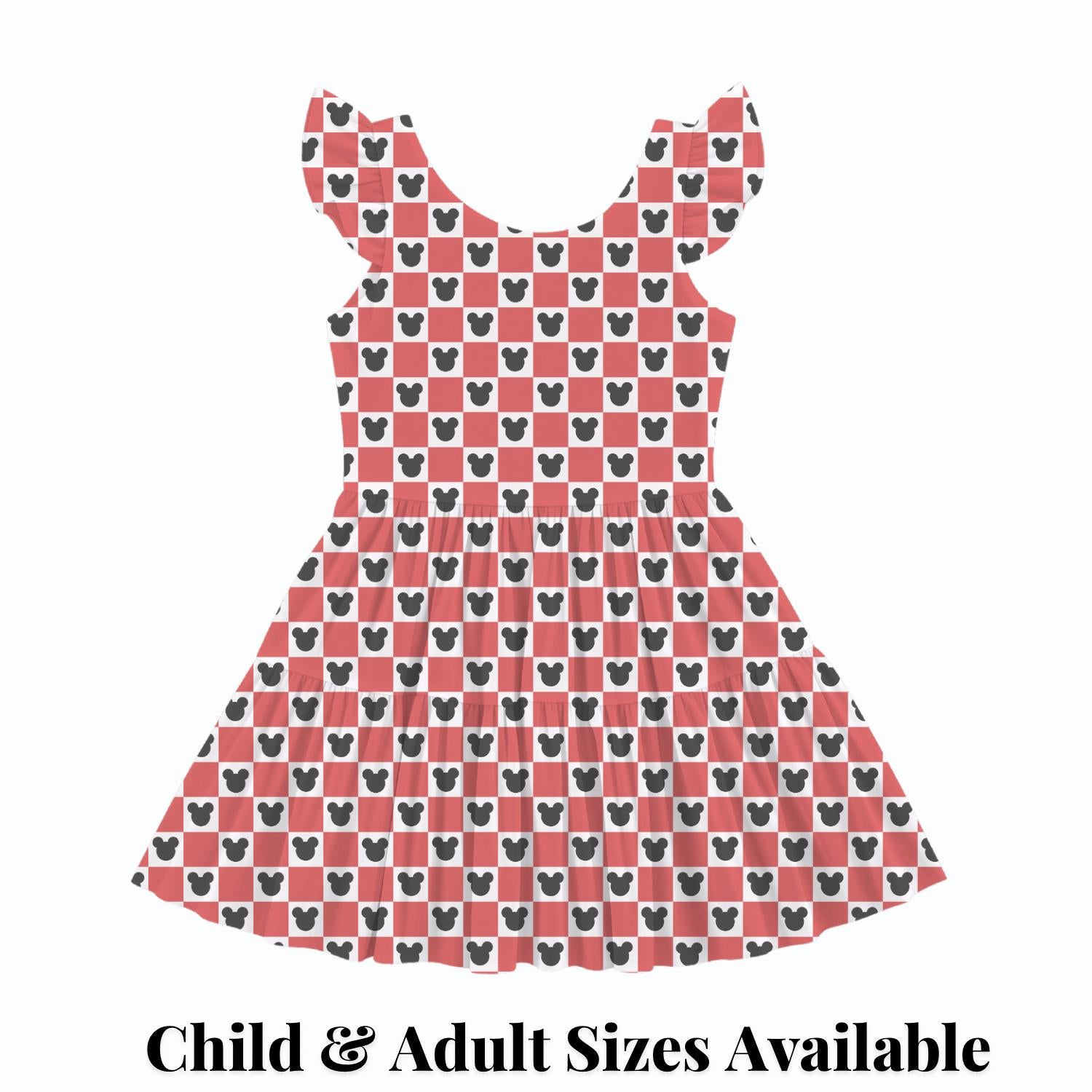 PREORDER Red Gingham Mickey Active Mesh Twirl Dress with Separate Shorts | Classic Disney Park Outfit