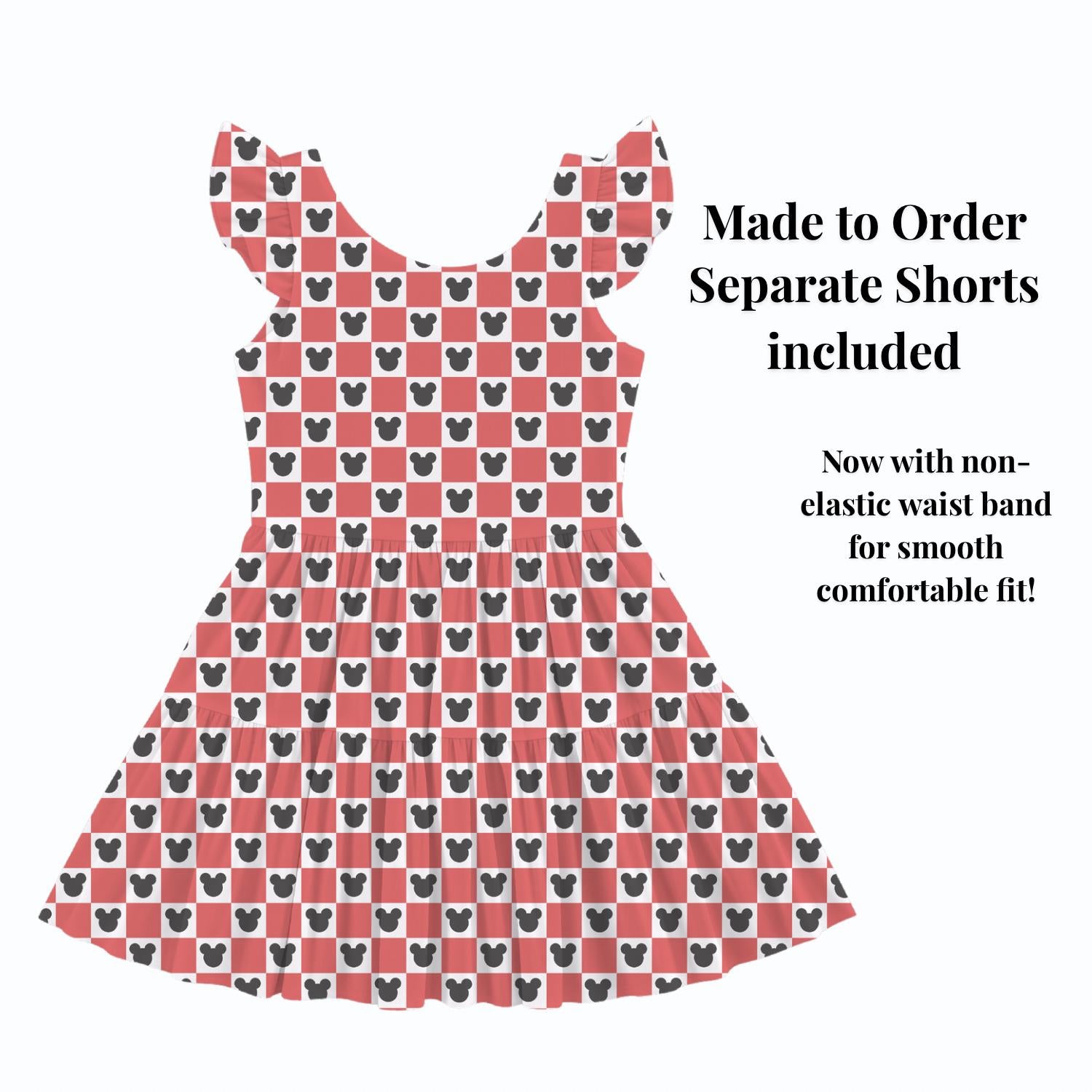 PREORDER Red Gingham Mickey Active Mesh Twirl Dress with Separate Shorts | Classic Disney Park Outfit