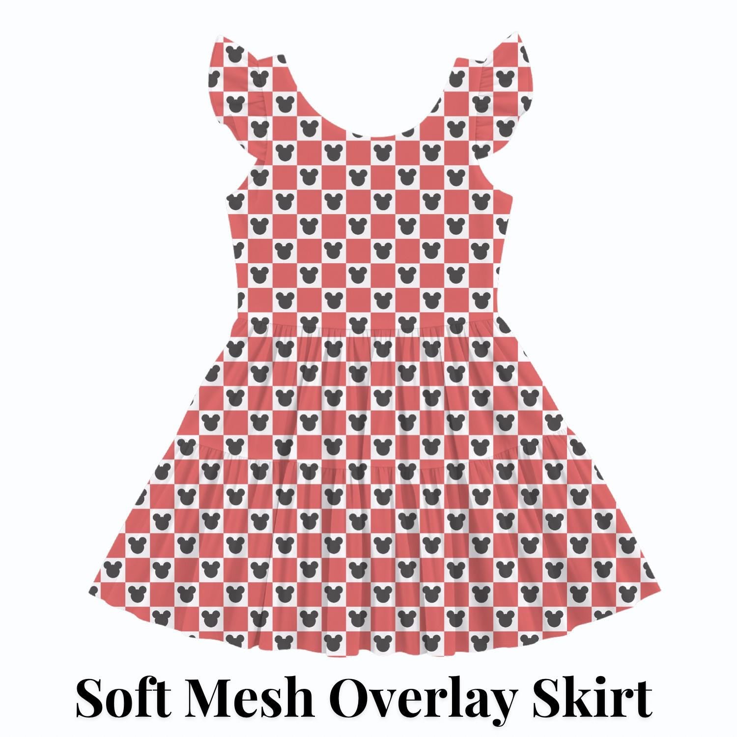 PREORDER Red Gingham Mickey Active Mesh Twirl Dress with Separate Shorts | Classic Disney Park Outfit
