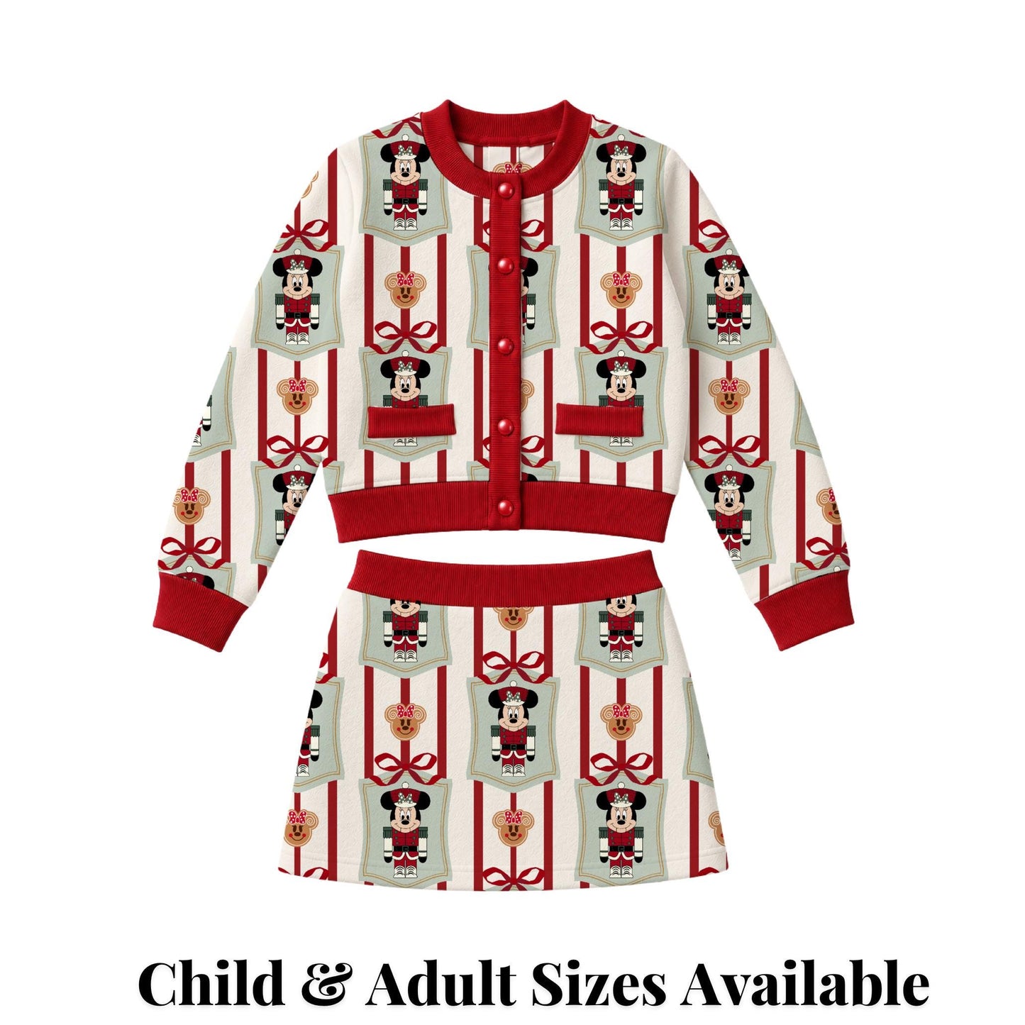 PREORDER Minnie Nutcracker Christmas Cardigan and Active Skort Set | Disney Holiday Park Outfit