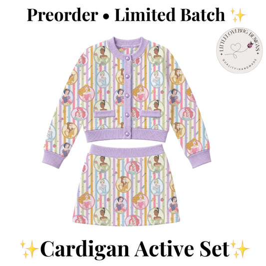 PREORDER Disney Princess Portrait Cardigan and Active Skort Set | Pastel Princess Park Outfit