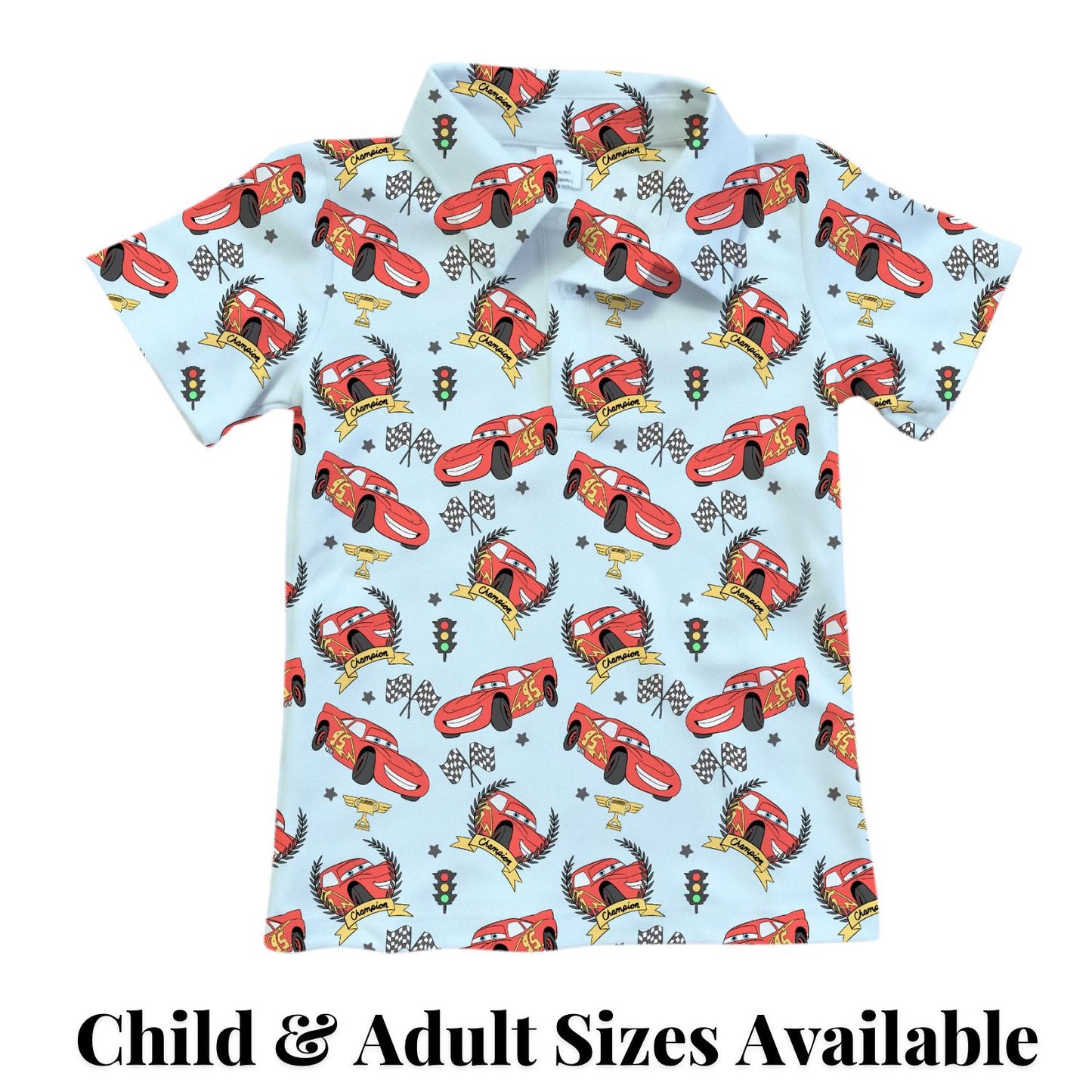 PREORDER Lightning McQueen Cars Performance Polo Shirt | Adult and Child Disney Racing Park Outfit