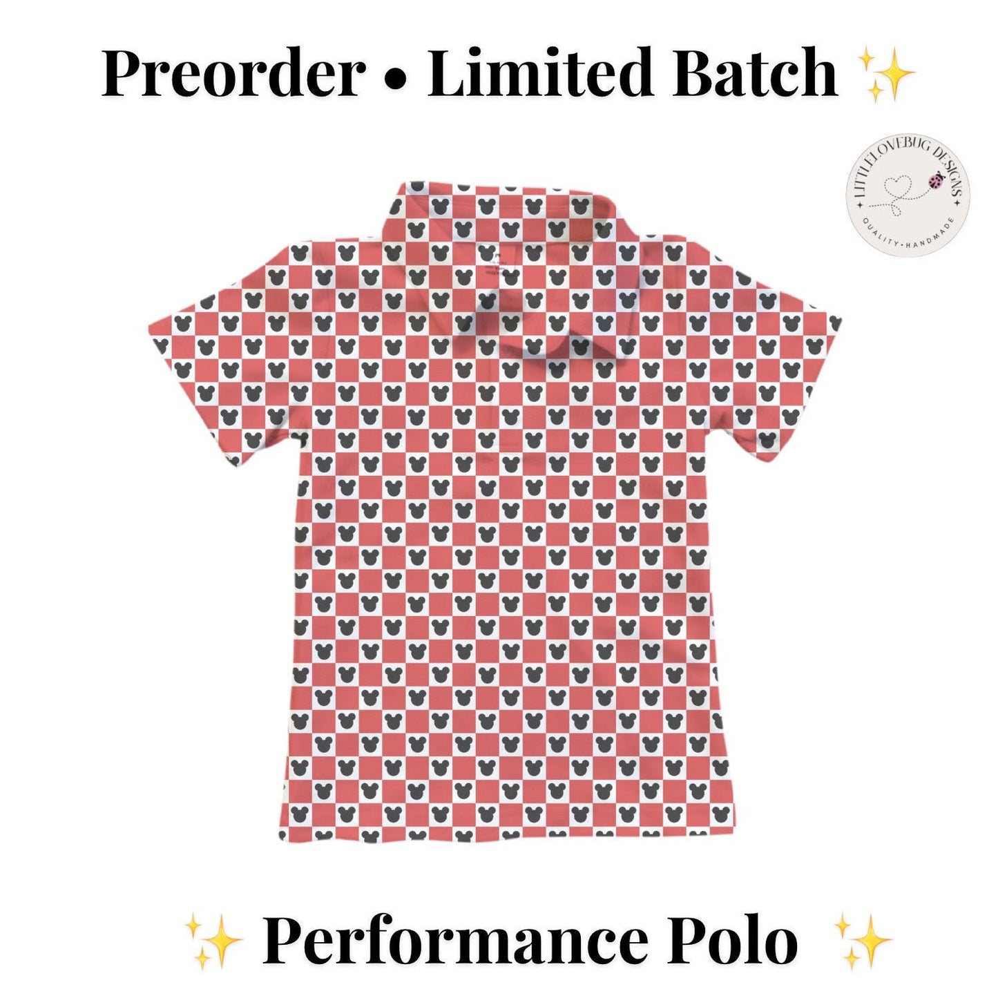 PREORDER Red Gingham Mickey Performance Polo Shirt | Adult and Child Disney Park Outfit