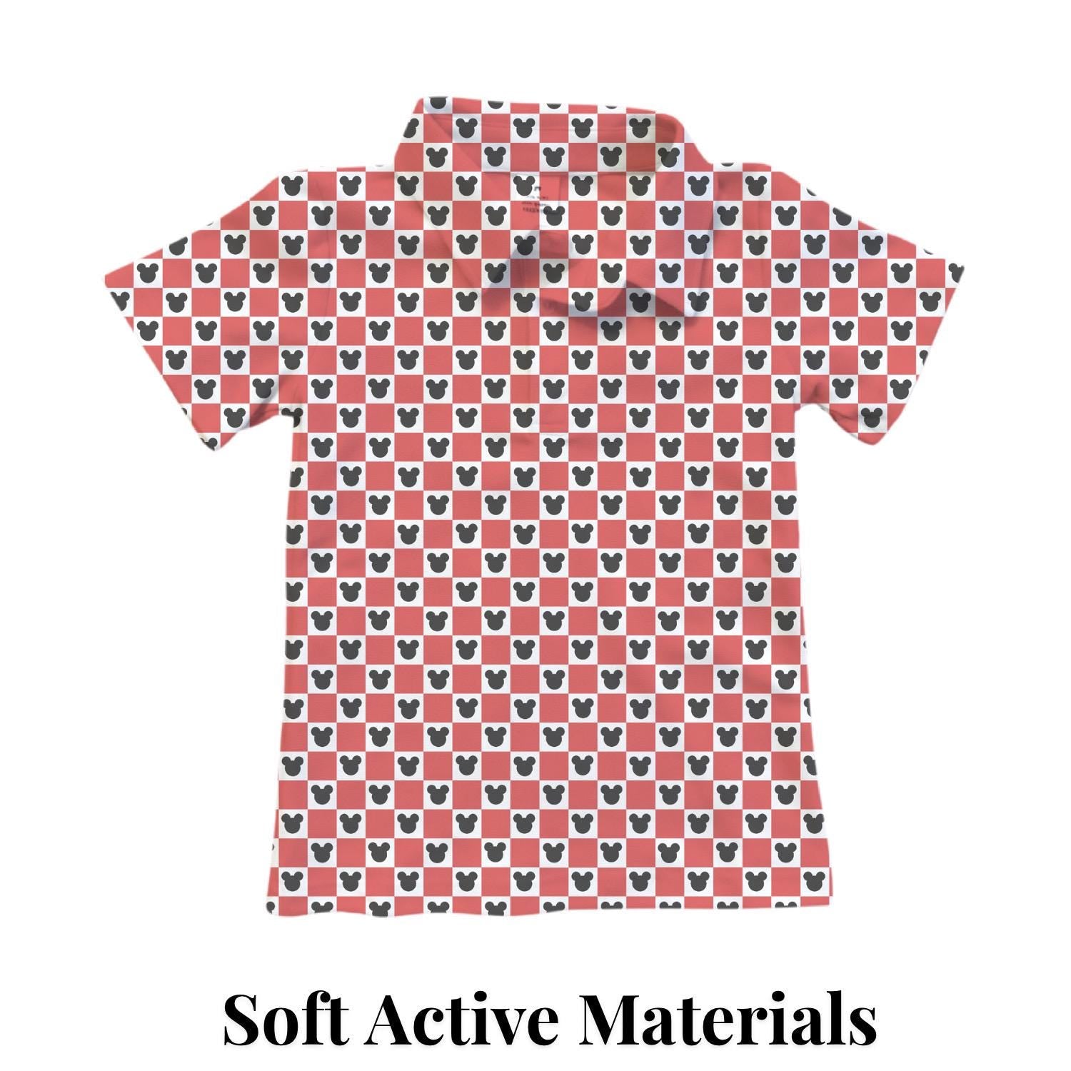 PREORDER Red Gingham Mickey Performance Polo Shirt | Adult and Child Disney Park Outfit