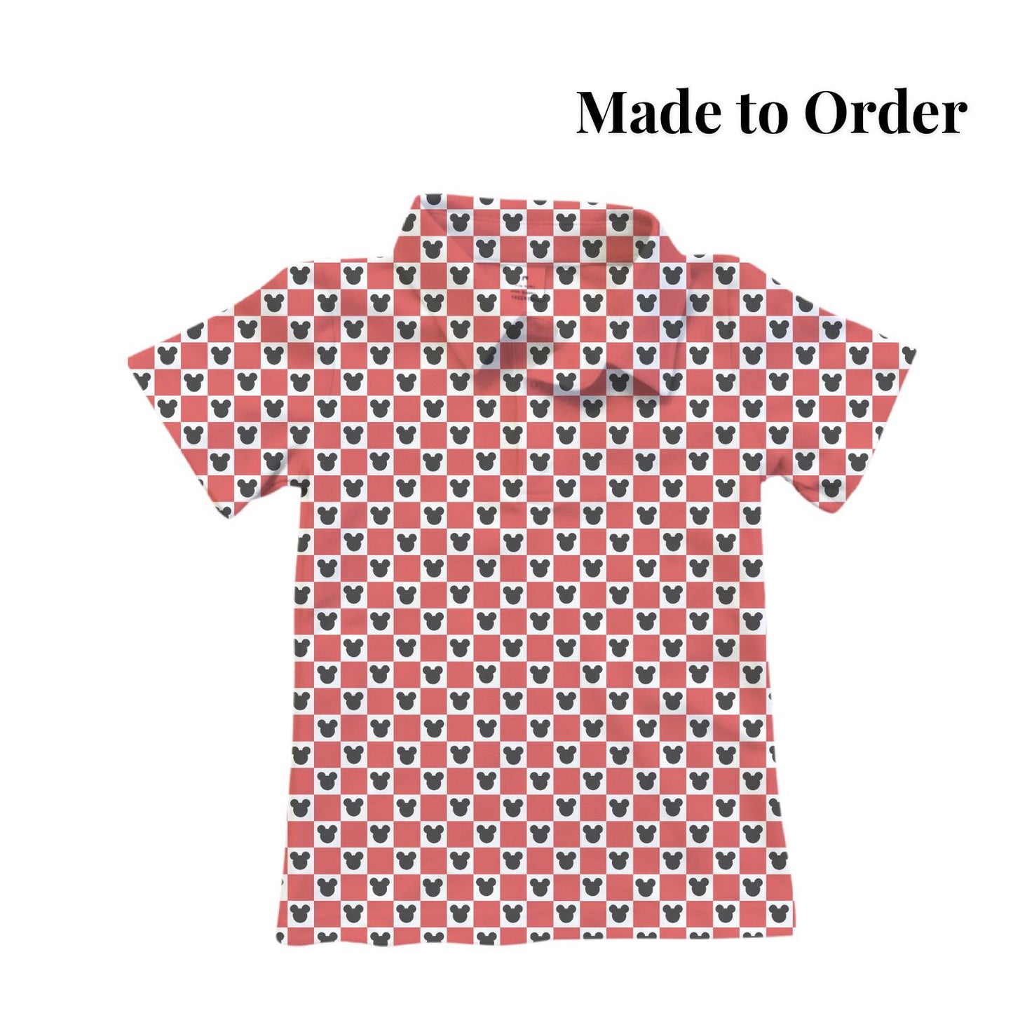 PREORDER Red Gingham Mickey Performance Polo Shirt | Adult and Child Disney Park Outfit