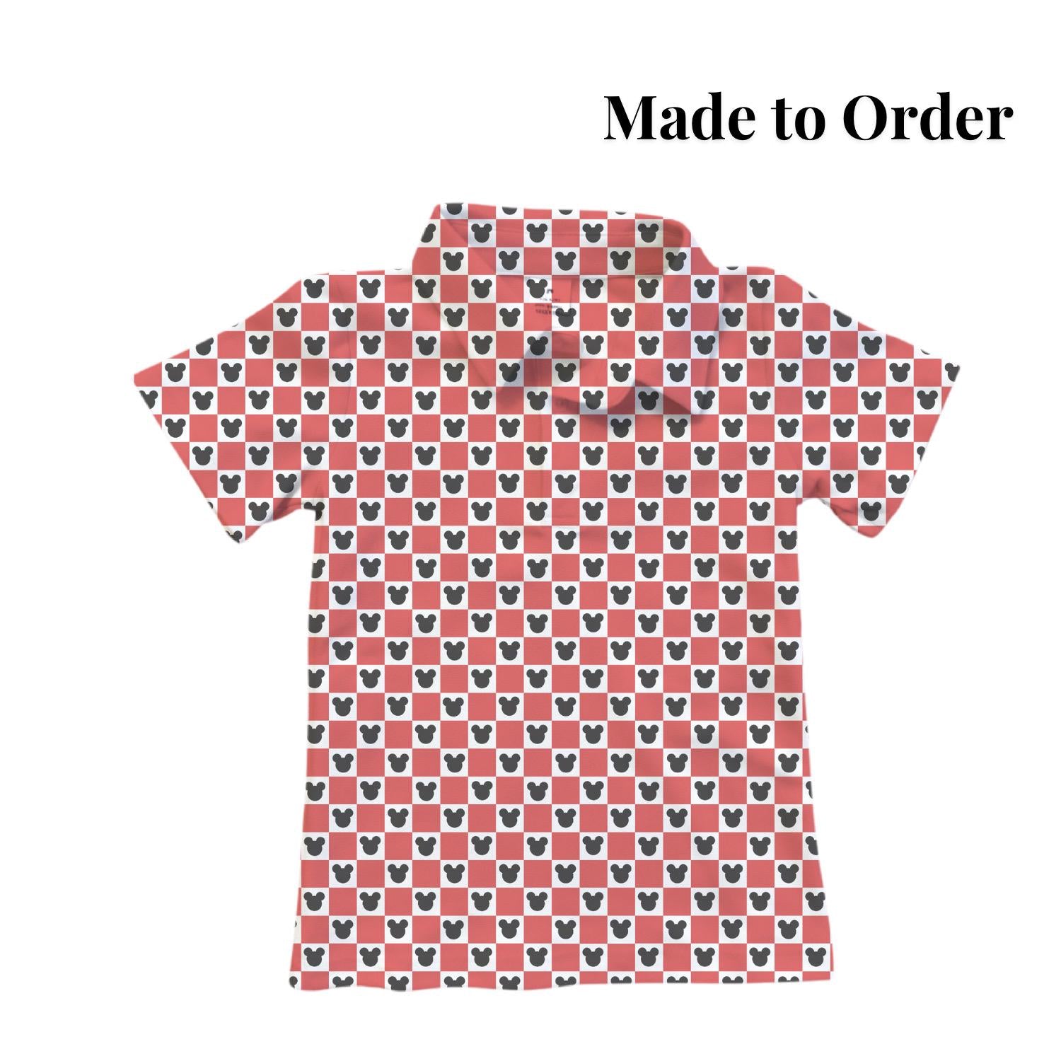 PREORDER Red Gingham Mickey Performance Polo Shirt | Adult and Child Disney Park Outfit