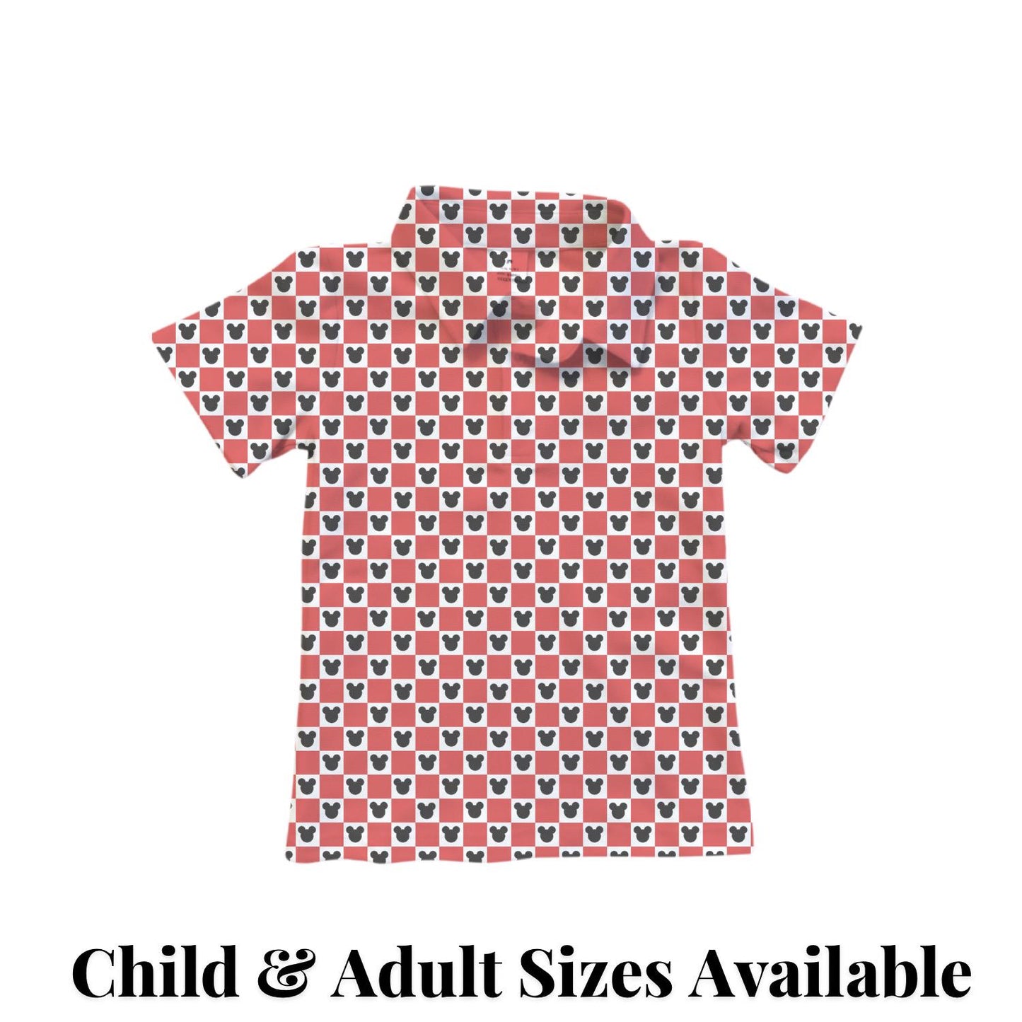 PREORDER Red Gingham Mickey Performance Polo Shirt | Adult and Child Disney Park Outfit