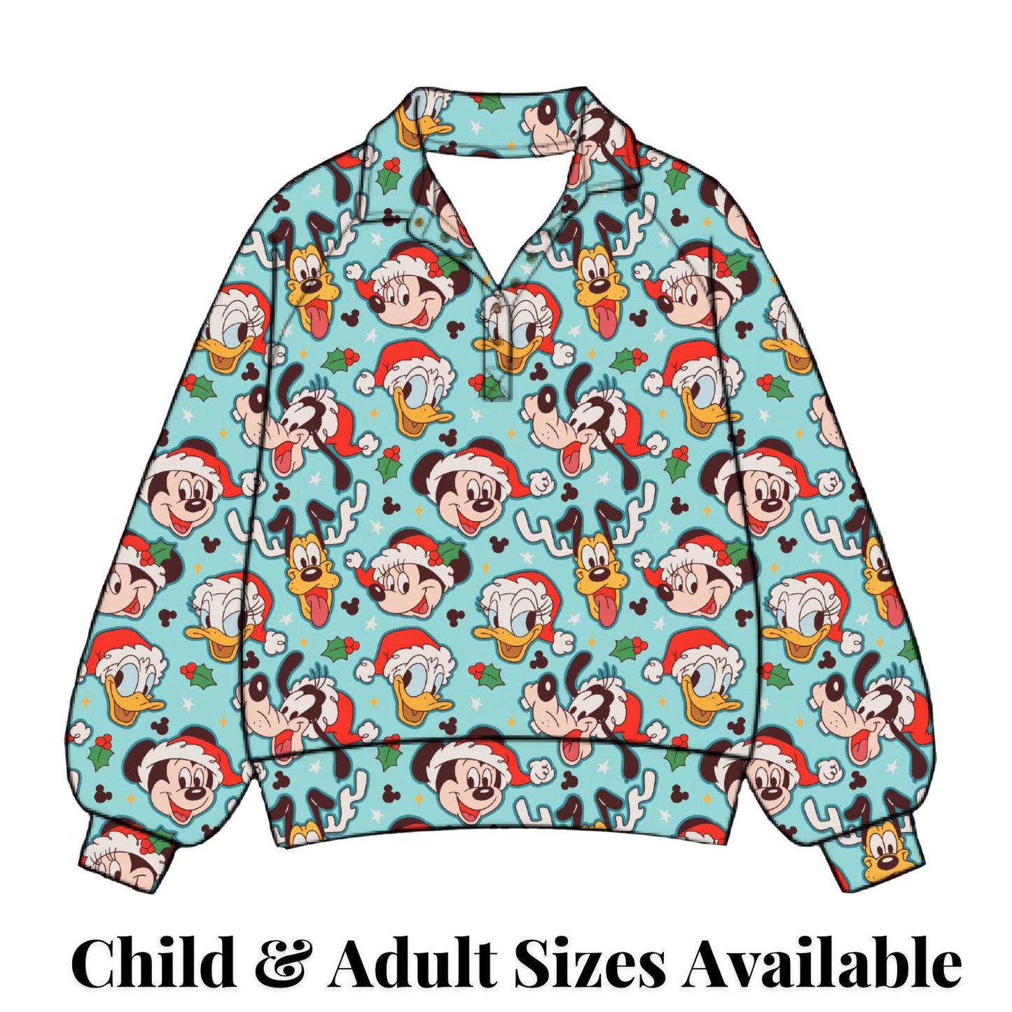 PREORDER Disney Christmas Friends Quarter Zip | Disney Holiday Pullover | Unisex Christmas Sweatshirt | Matching Family