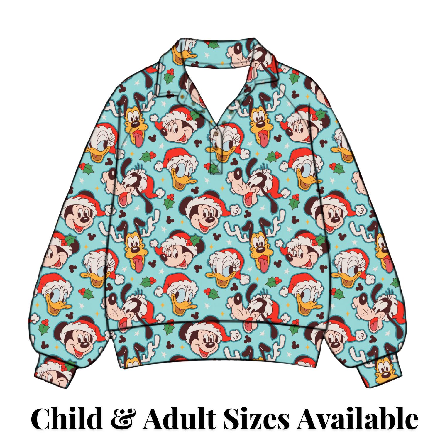 PREORDER Disney Christmas Friends Quarter Zip | Disney Holiday Pullover | Unisex Christmas Sweatshirt | Matching Family