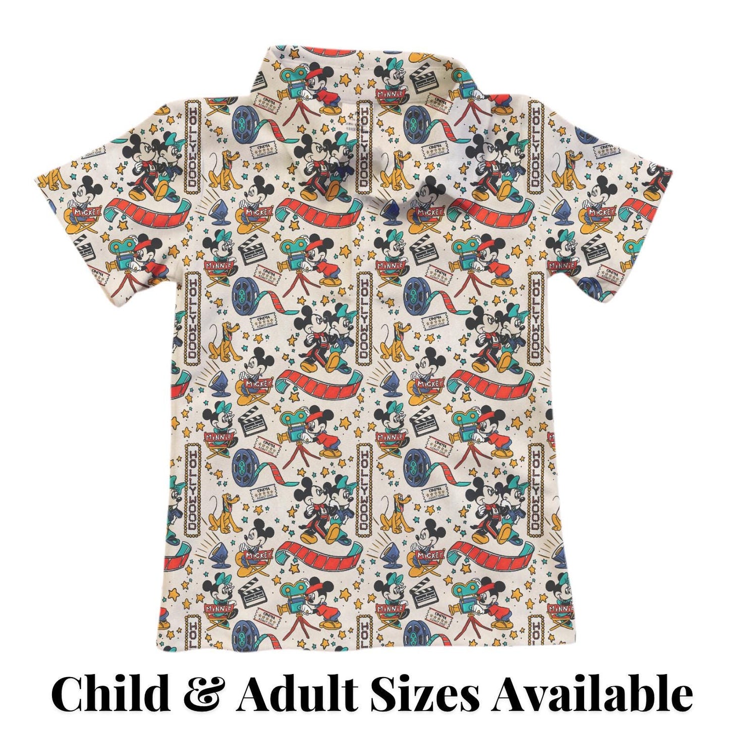 PREORDER Mickey and Minnie Hollywood Performance Polo Shirt | Adult and Child Movie Studio Disney Park Outfit