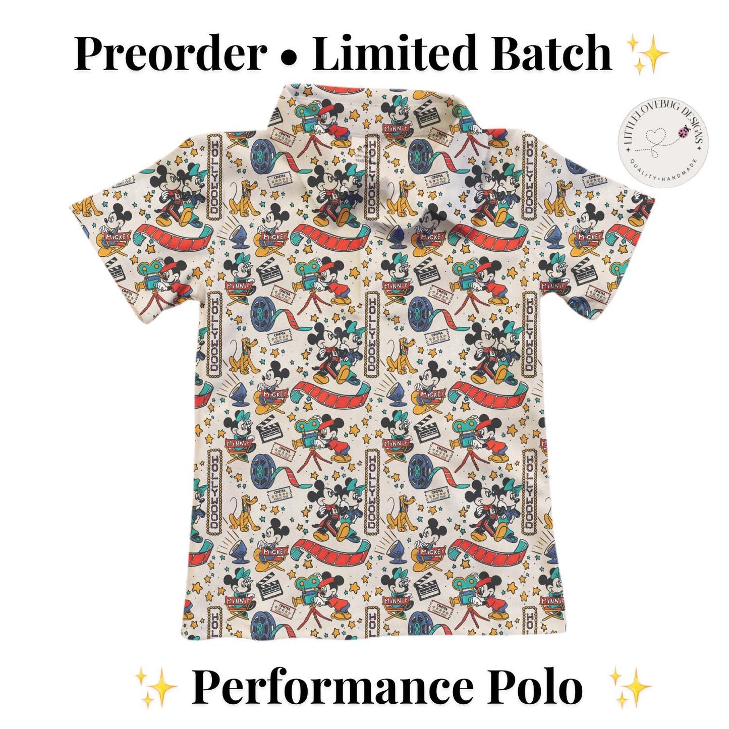 PREORDER Mickey and Minnie Hollywood Performance Polo Shirt | Adult and Child Movie Studio Disney Park Outfit