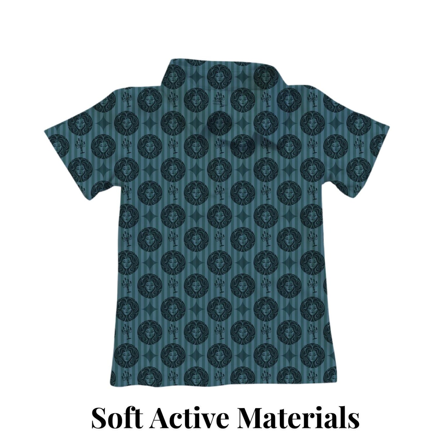 PREORDER Haunted Mansion Portrait Performance Polo Shirt | Adult and Child Teal Gothic Disney Park Outfit
