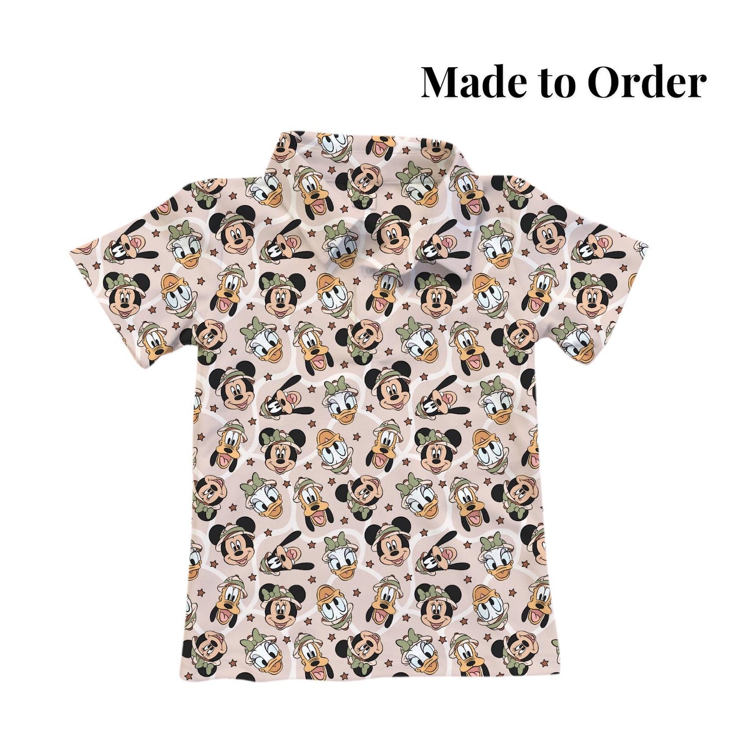 PREORDER Mickey Friends Safari Performance Polo Shirt | Adult and Child Animal Kingdom Disney Park Outfit
