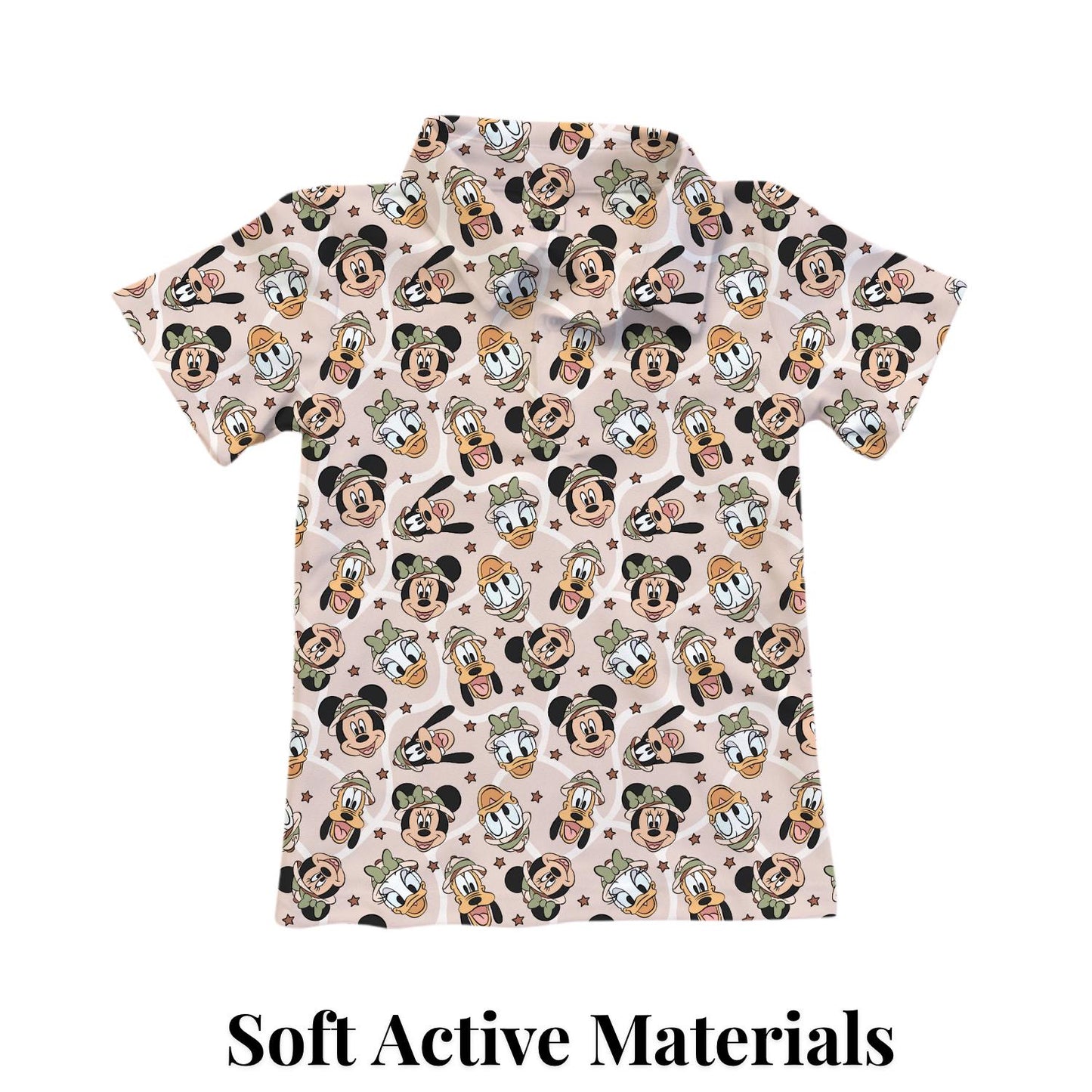 PREORDER Mickey Friends Safari Performance Polo Shirt | Adult and Child Animal Kingdom Disney Park Outfit
