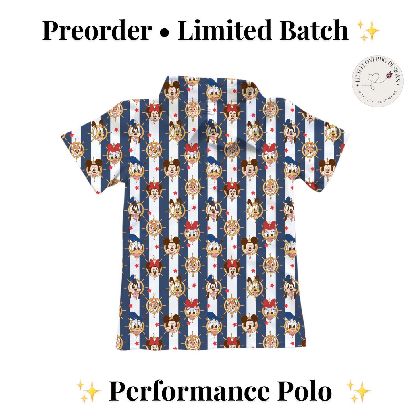 PREORDER Mickey Friends Nautical Cruise Performance Polo Shirt | Adult and Child Disney Vacation Outfit