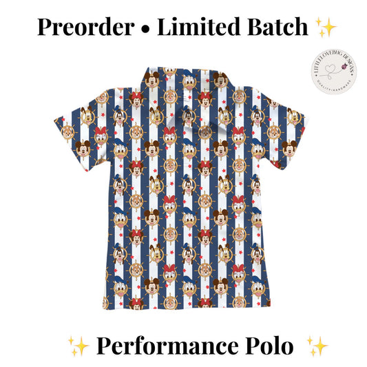 PREORDER Mickey Friends Nautical Cruise Performance Polo Shirt | Adult and Child Disney Vacation Outfit