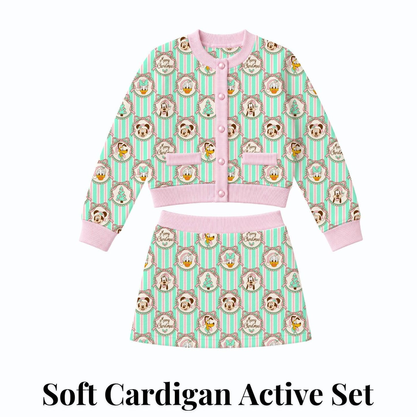 PREORDER Disney Christmas Outfit, Mickey & Friends Cardigan Skort Set, Girls Disney World Holiday Outfit, Mommy and Me Christmas