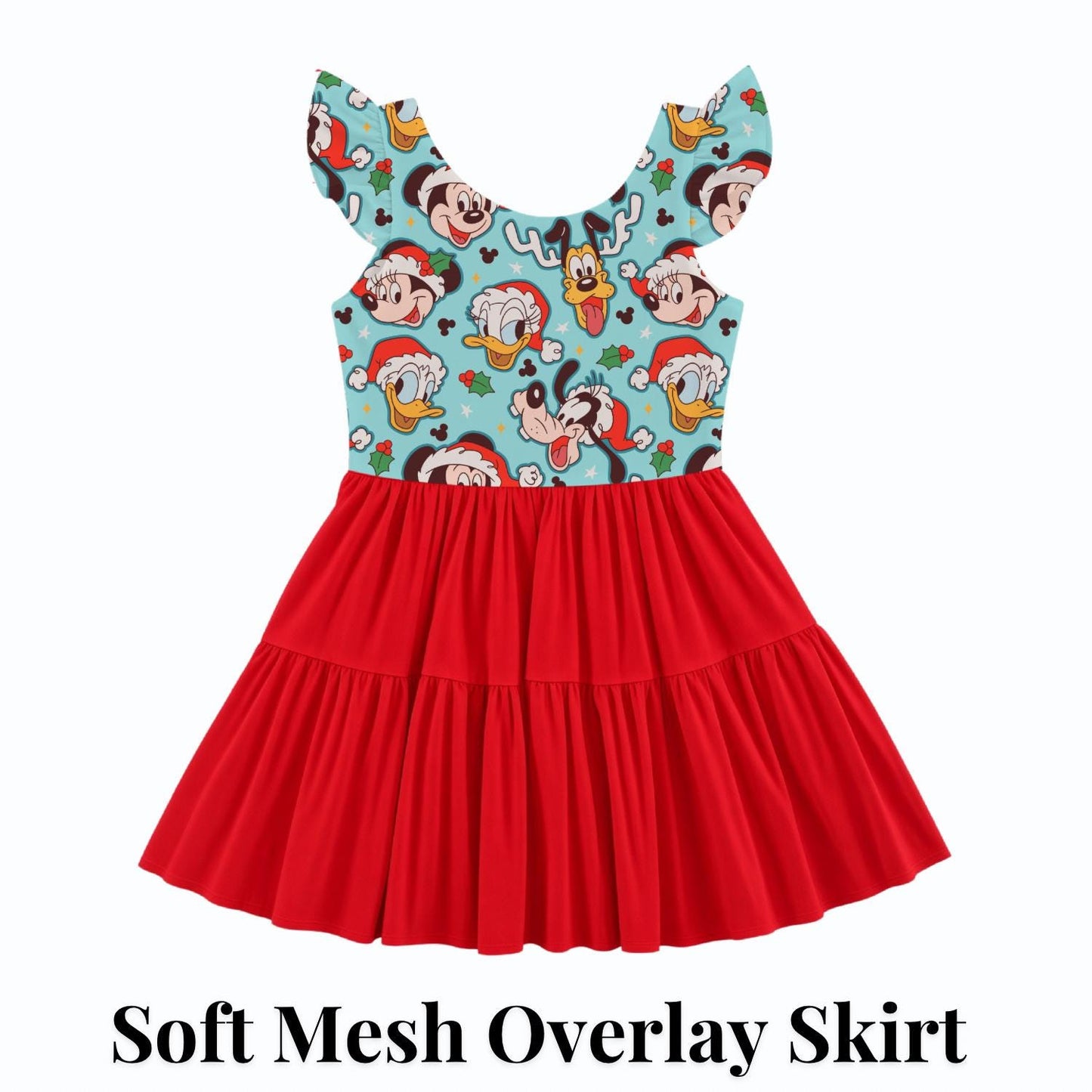 PREORDER Mickey and Friends Christmas Active Mesh Twirl Dress with Separate Shorts | Disney Holiday Outfit