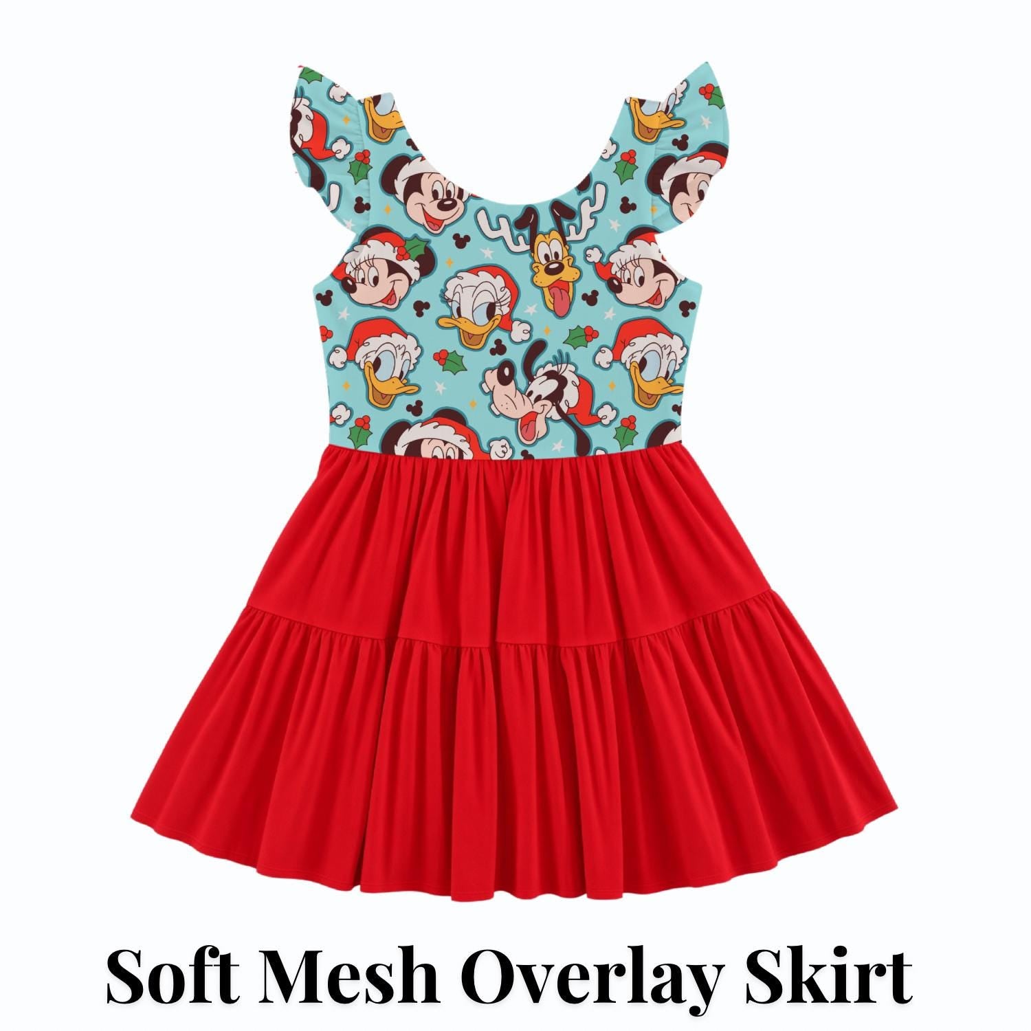 PREORDER Mickey and Friends Christmas Active Mesh Twirl Dress with Separate Shorts | Disney Holiday Outfit