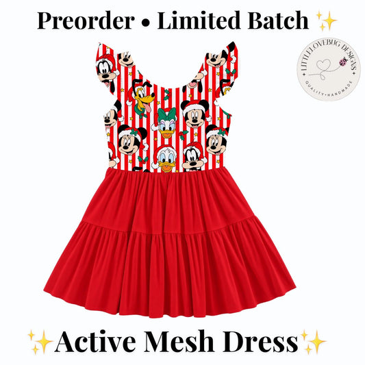 PREORDER Disney Christmas Dress  Ruffle Sleeve, Holiday Disney Outfit, Christmas Park Outfit