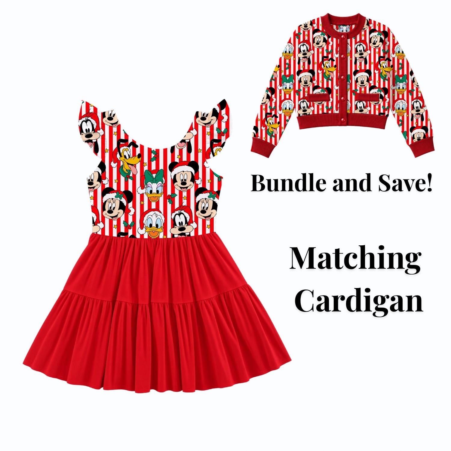 PREORDER Disney Christmas Dress  Ruffle Sleeve, Holiday Disney Outfit, Christmas Park Outfit
