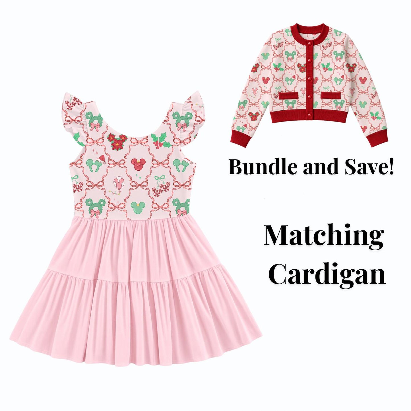 PREORDER Pink Mickey Christmas Bows Active Mesh Twirl Dress with Separate Shorts | Disney Holiday Park Outfit