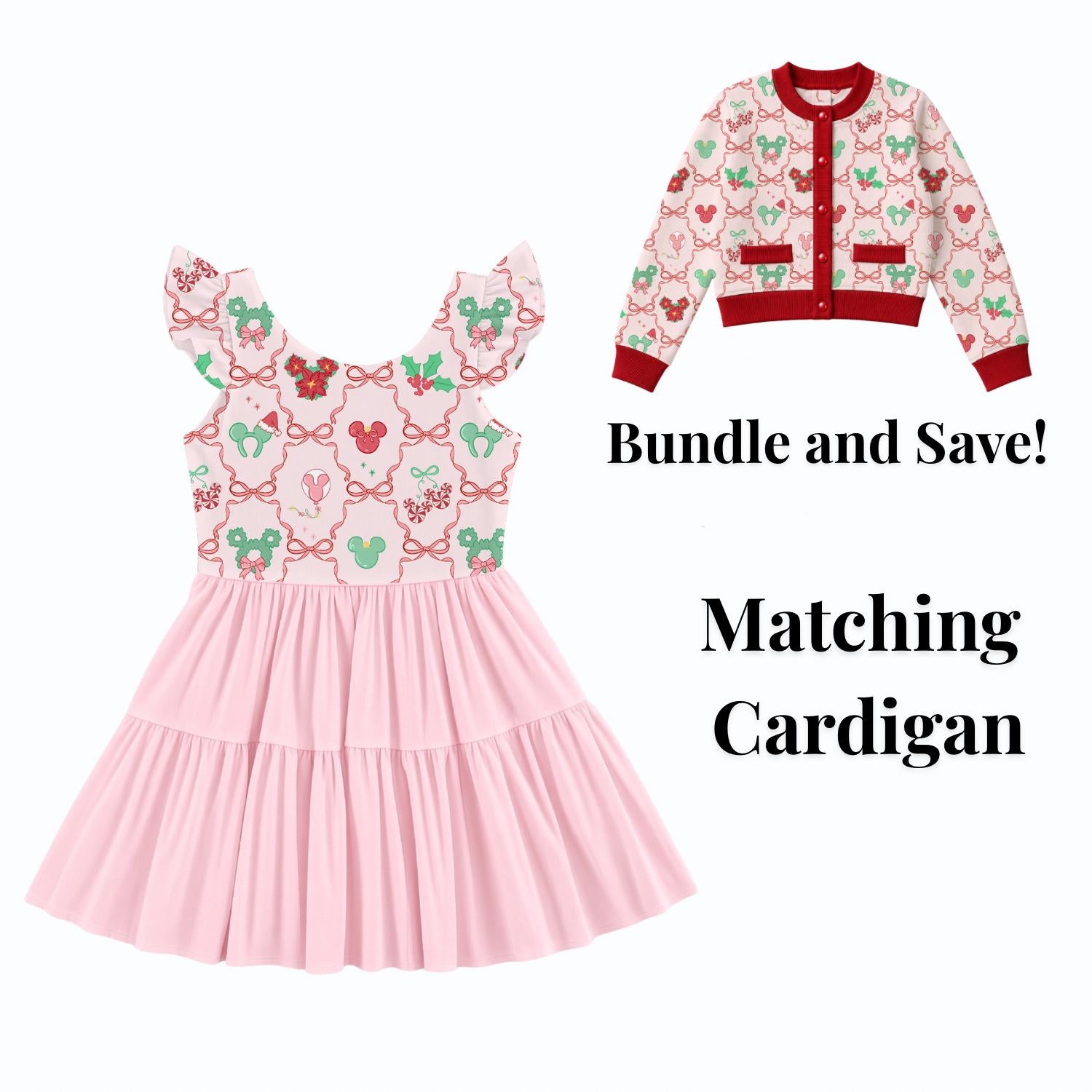 PREORDER Pink Mickey Christmas Bows Active Mesh Twirl Dress with Separate Shorts | Disney Holiday Park Outfit