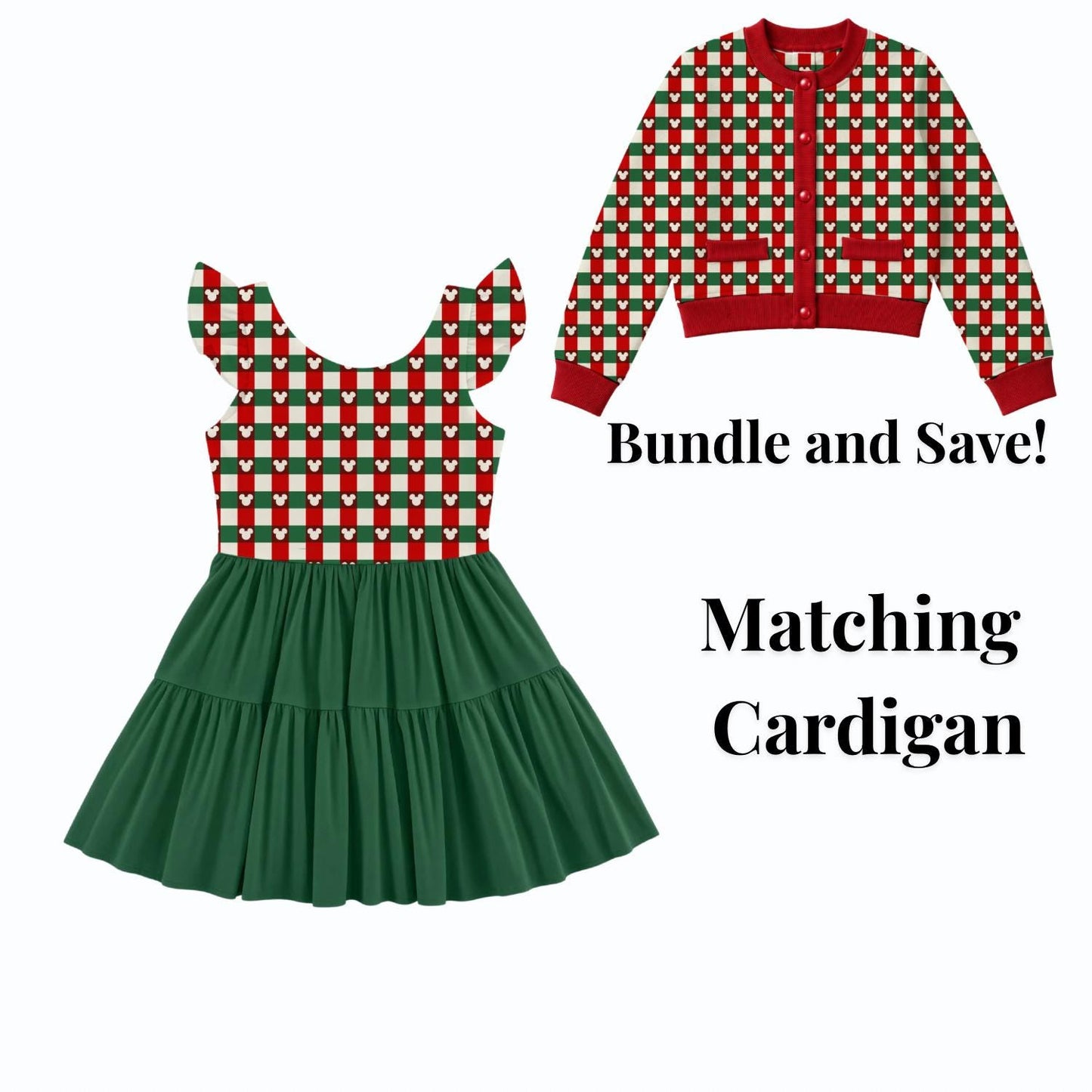 PREORDER Mickey Christmas Plaid Active Mesh Twirl Dress with Separate Shorts | Green Disney Holiday Park Outfit