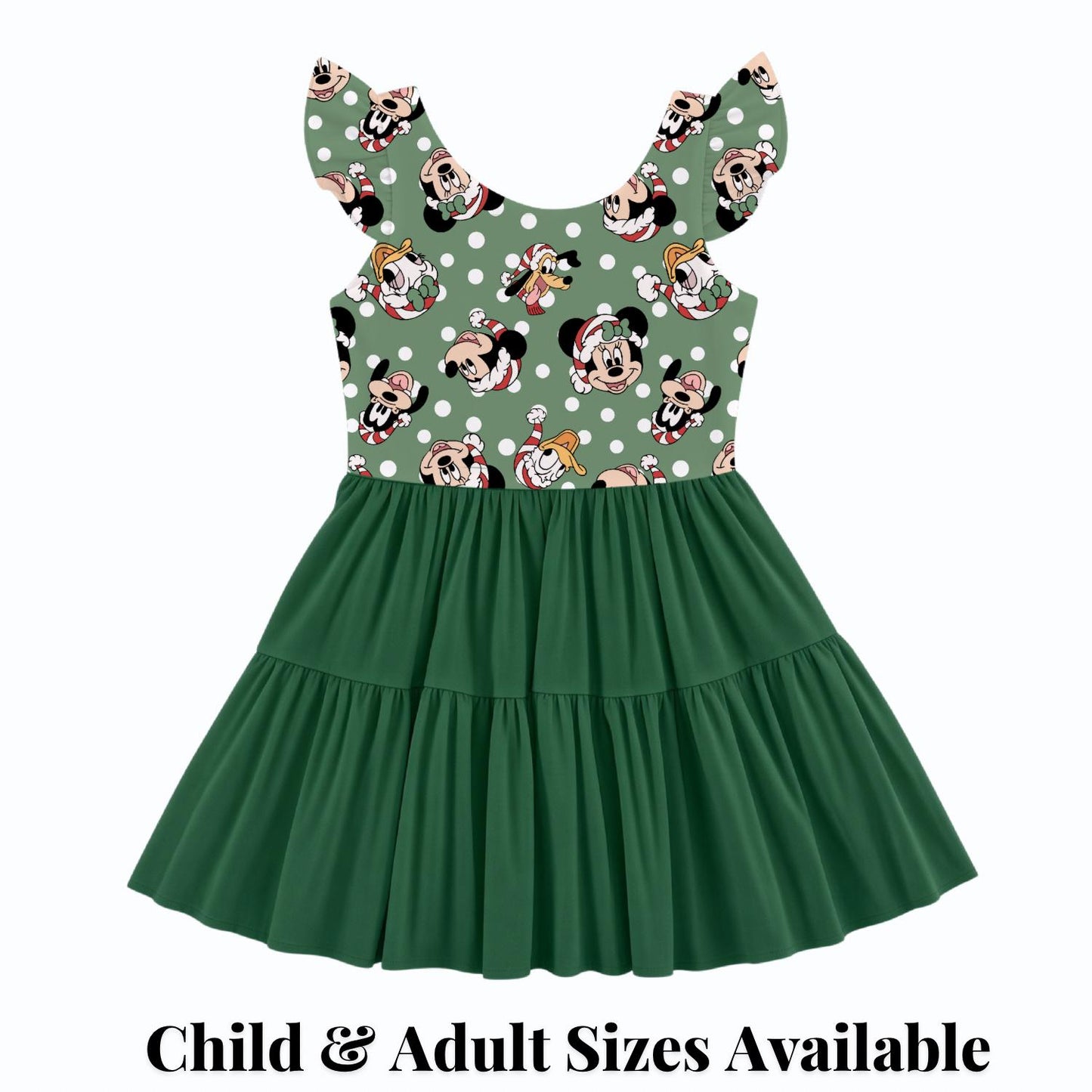 PREORDER Mickey and Friends Christmas Active Mesh Twirl Dress with Separate Shorts | Green Disney Holiday Outfit