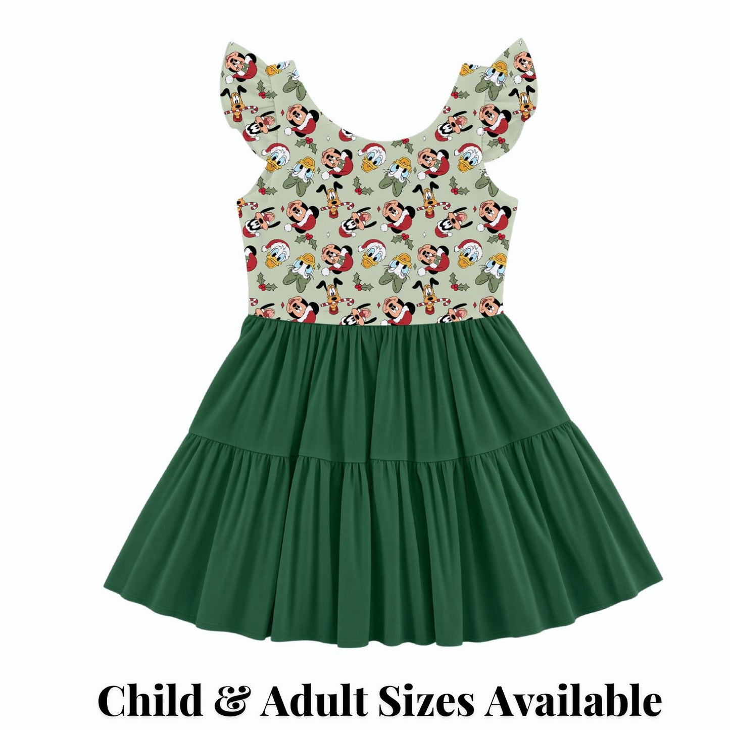 PREORDER Mickey and Friends Christmas Active Mesh Twirl Dress with Separate Shorts | Green Disney Holiday Park Outfit