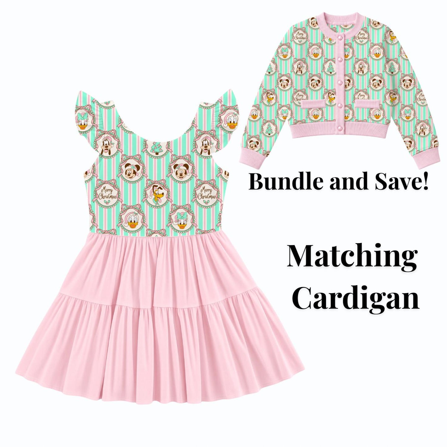 PREORDER Pastel Mickey and Friends Christmas Active Mesh Twirl Dress with Separate Shorts | Pink Disney Holiday Outfit
