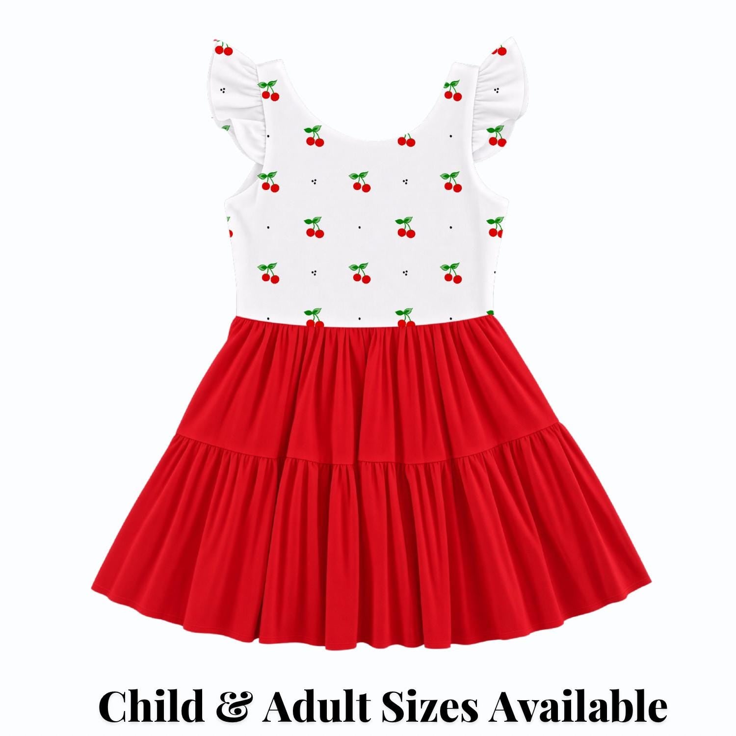 PREORDER Retro Cherry Active Mesh Twirl Dress with Separate Shorts | Red and White Girls  Outfit