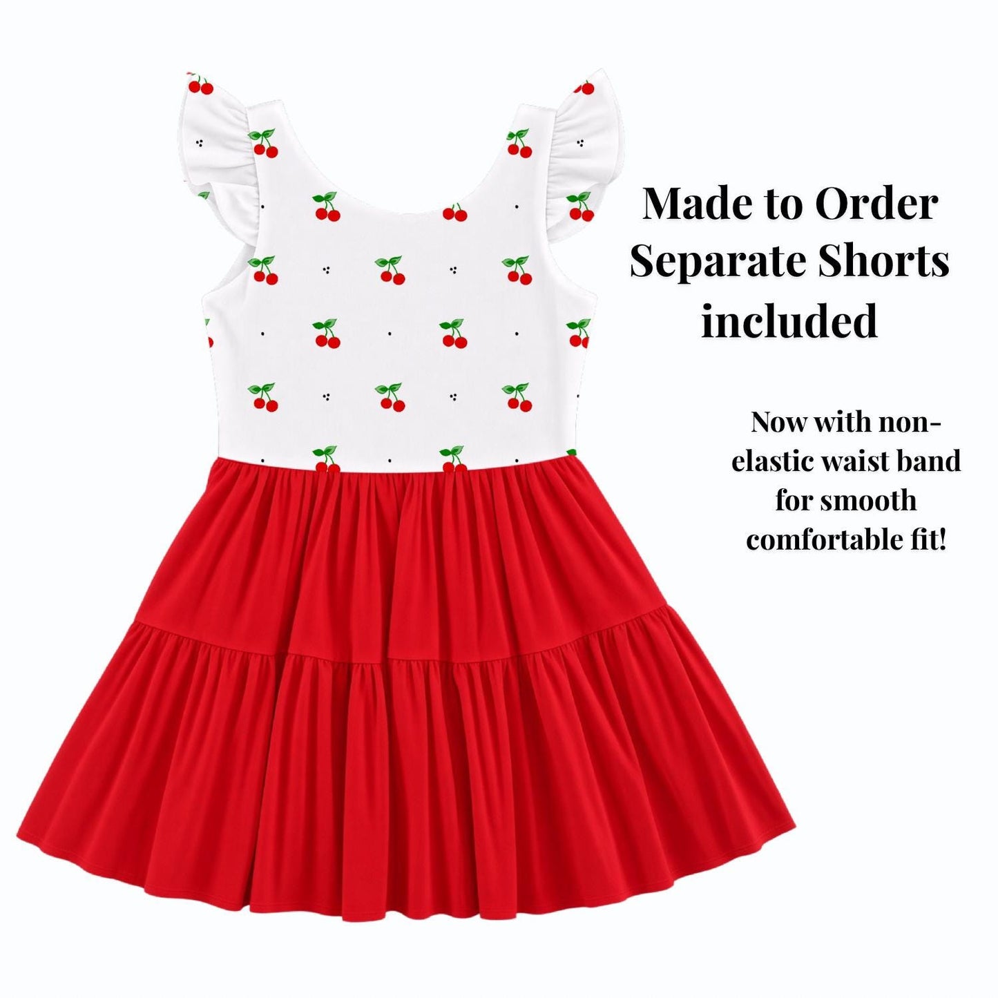 PREORDER Retro Cherry Active Mesh Twirl Dress with Separate Shorts | Red and White Girls  Outfit