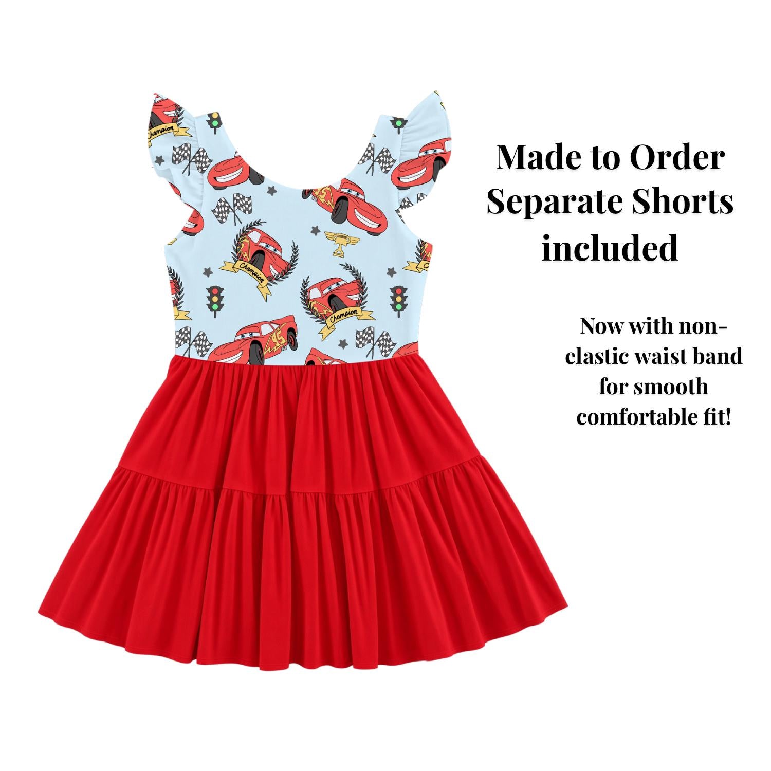 PREORDER Lightning McQueen Racing Active Mesh Twirl Dress with Separate Shorts | Disney Cars Park Outfit