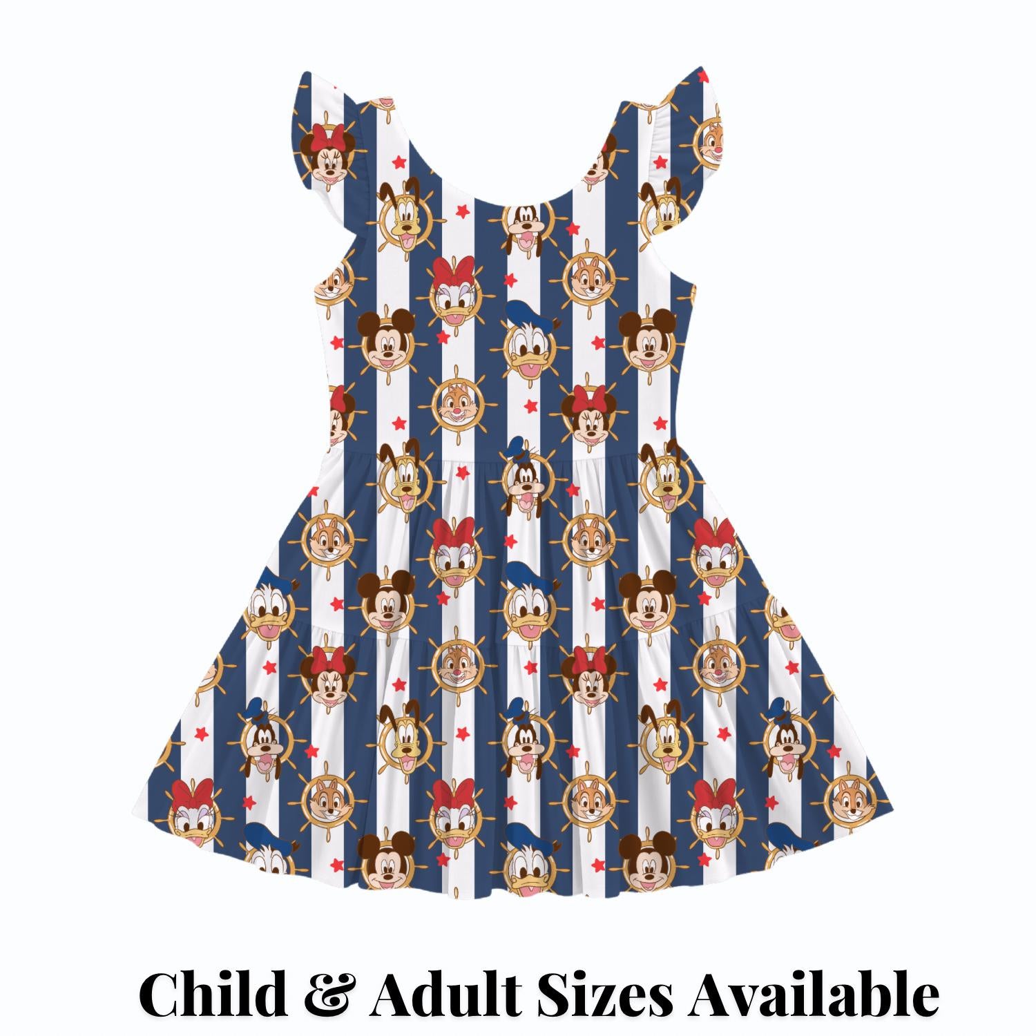 PREORDER Mickey and Friends Nautical Cruise Active Mesh Twirl Dress with Separate Shorts | Disney Cruise Outfit