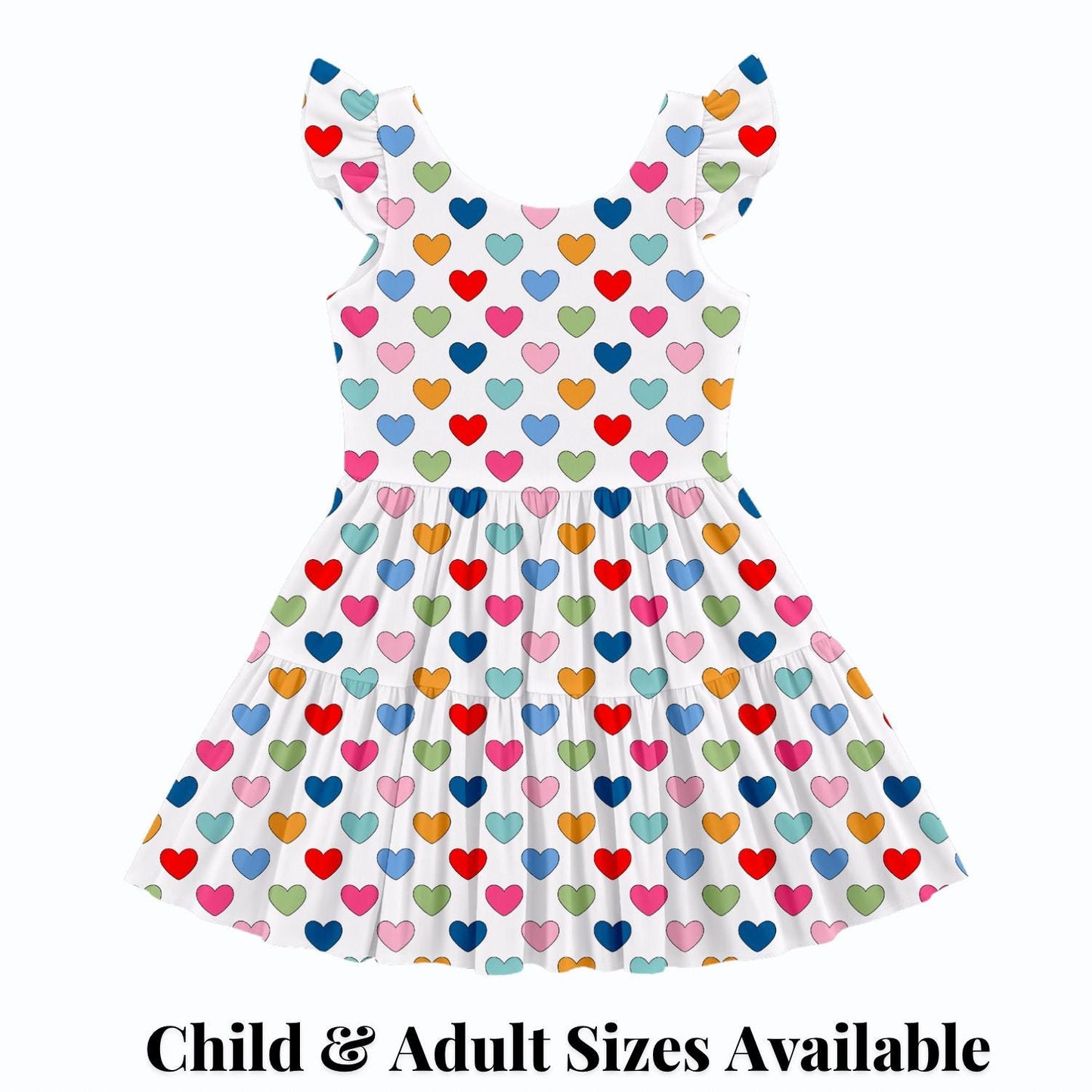 PREORDER Colorful Heart Active Mesh Twirl Dress with Separate Shorts | Girls Rainbow Valentine Outfit