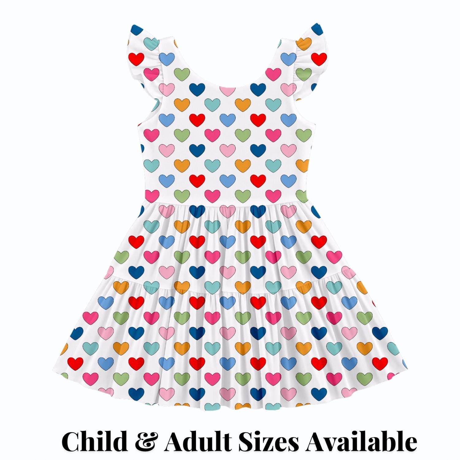 PREORDER Colorful Heart Active Mesh Twirl Dress with Separate Shorts | Girls Rainbow Valentine Outfit