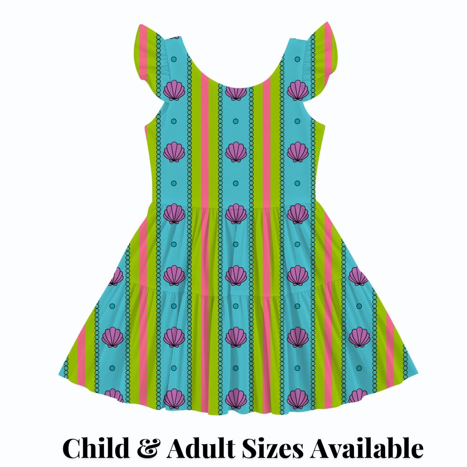 PREORDER Little Mermaid Seashell Active Mesh Twirl Dress with Separate Shorts | Colorful Ariel Disney Park Outfit
