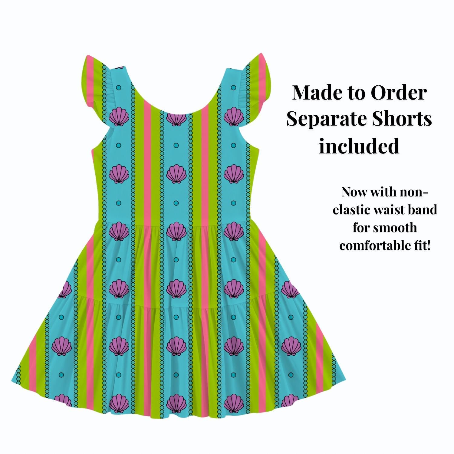PREORDER Little Mermaid Seashell Active Mesh Twirl Dress with Separate Shorts | Colorful Ariel Disney Park Outfit