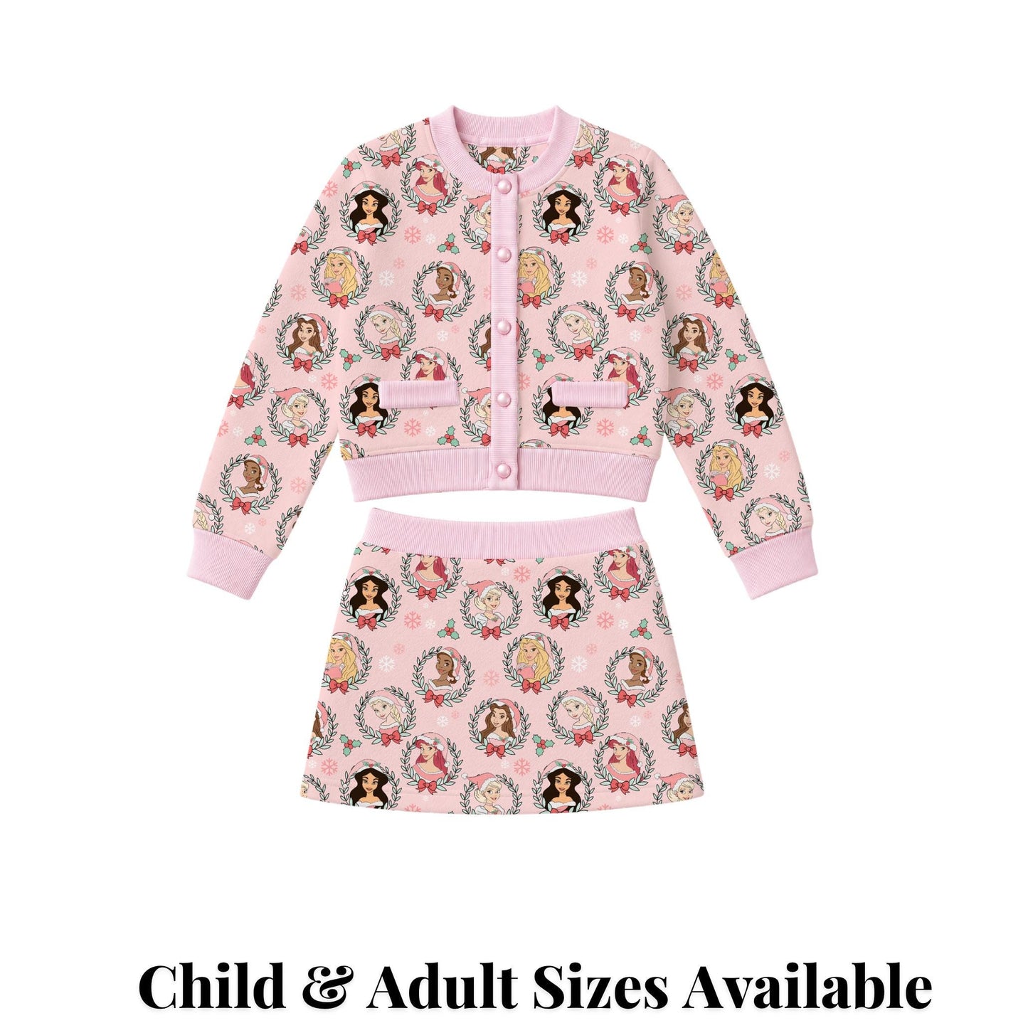 PREORDER Disney Princess Christmas Cardigan and Active Skort Set | Pink Holiday Park Outfit