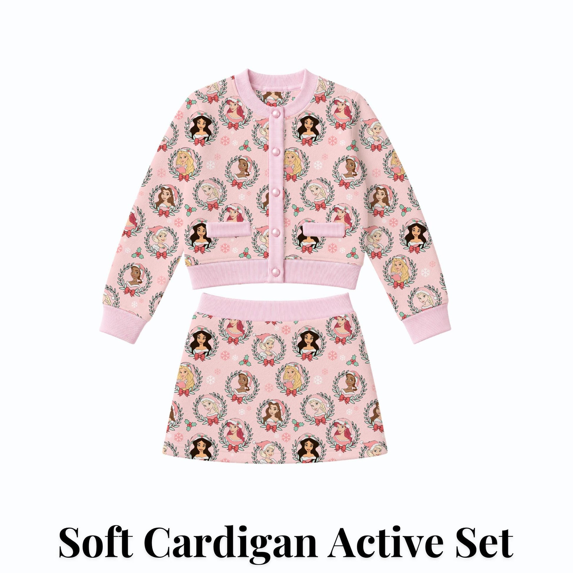 PREORDER Disney Princess Christmas Cardigan and Active Skort Set | Pink Holiday Park Outfit