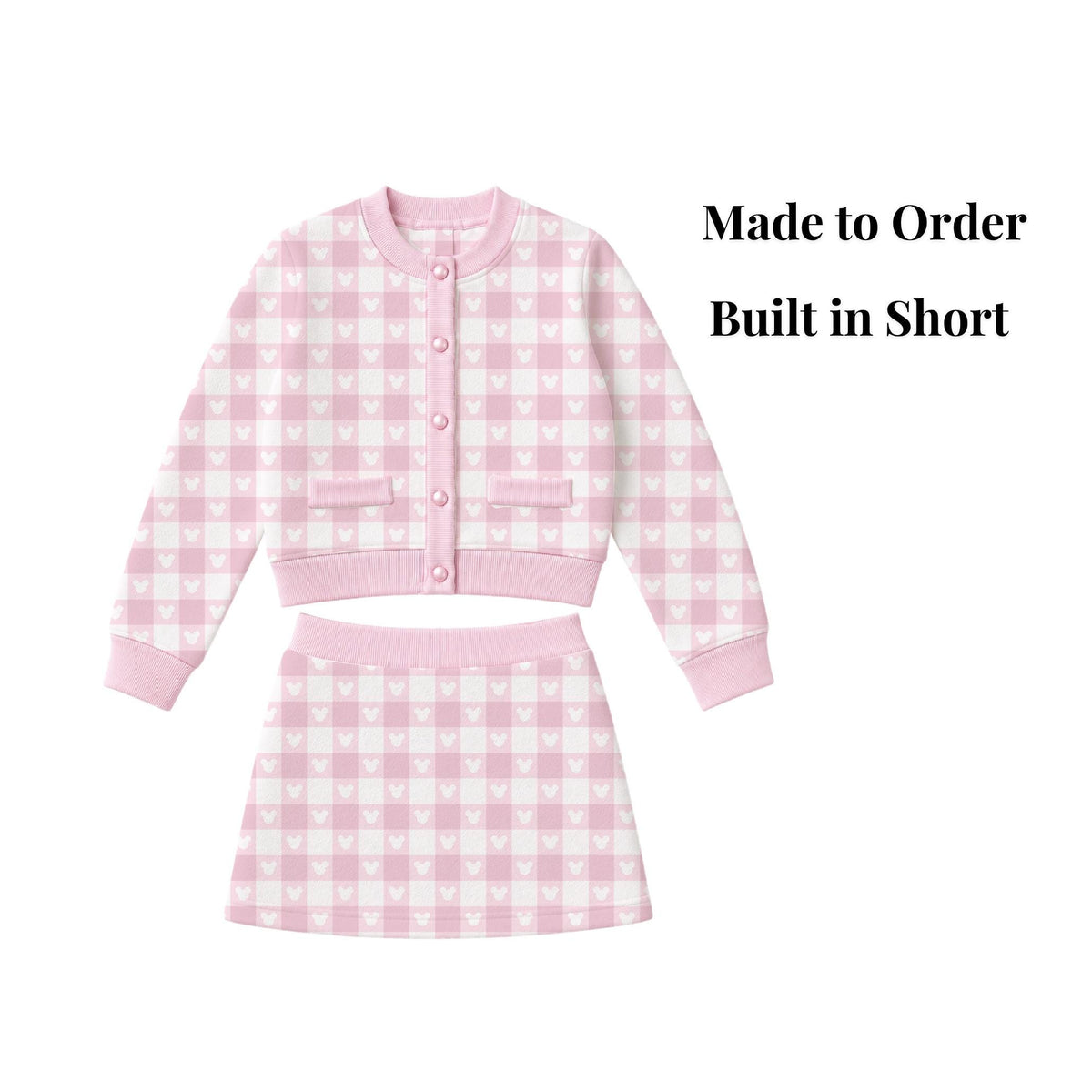 PREORDER Pink Gingham Mickey Cardigan and Active Skort Set | Disney Park Outfit
