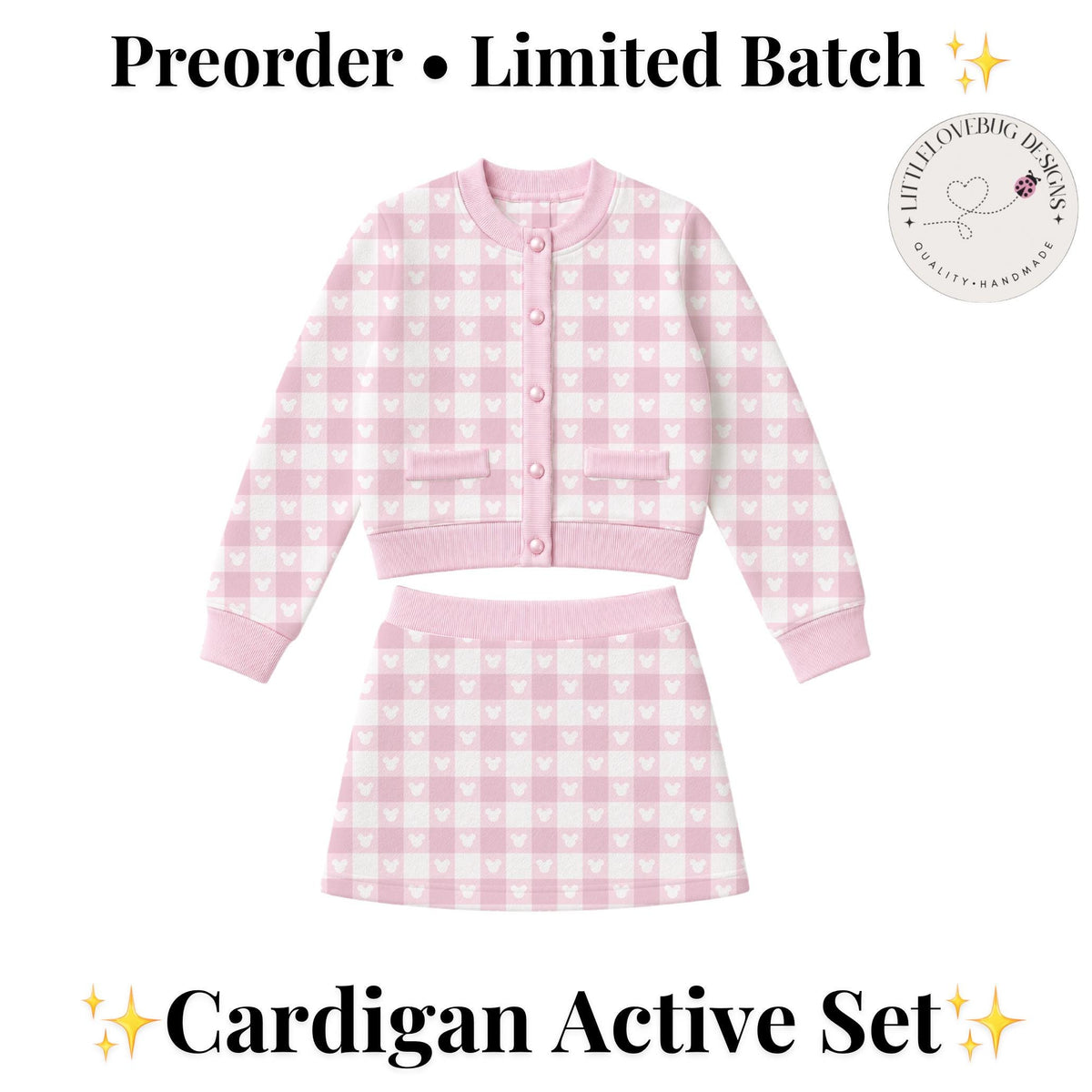 PREORDER Pink Gingham Mickey Cardigan and Active Skort Set | Disney Park Outfit