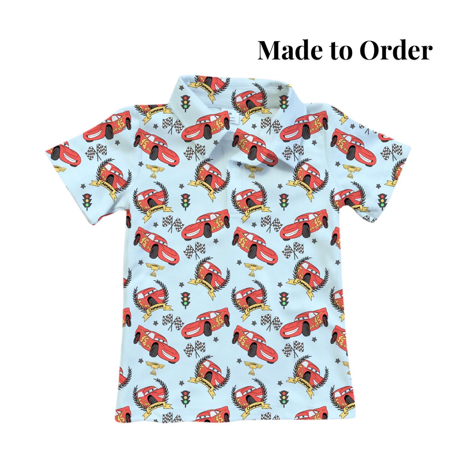 PREORDER Lightning McQueen Cars Performance Polo Shirt | Adult and Child Disney Racing Park Outfit
