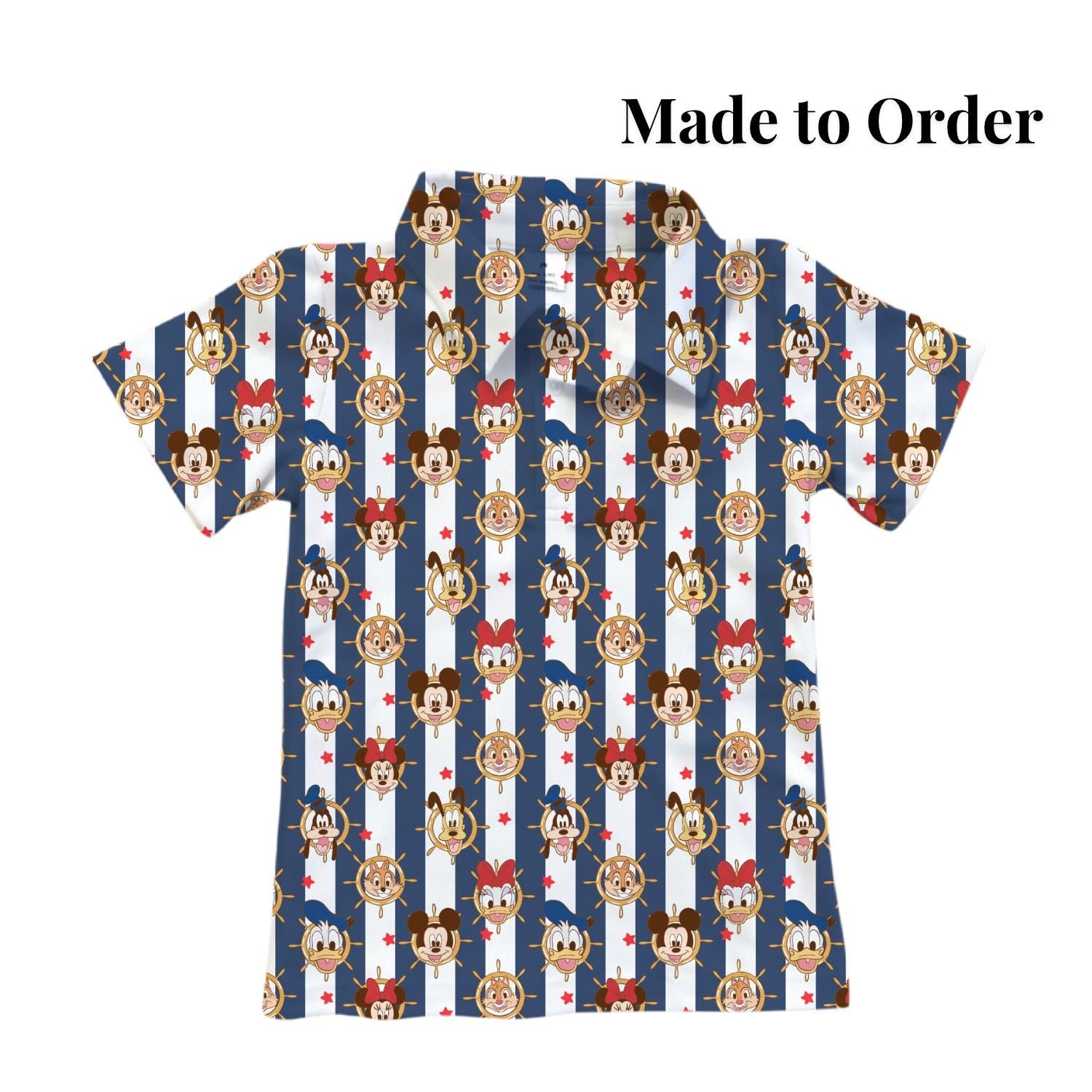 PREORDER Mickey Friends Nautical Cruise Performance Polo Shirt | Adult and Child Disney Vacation Outfit