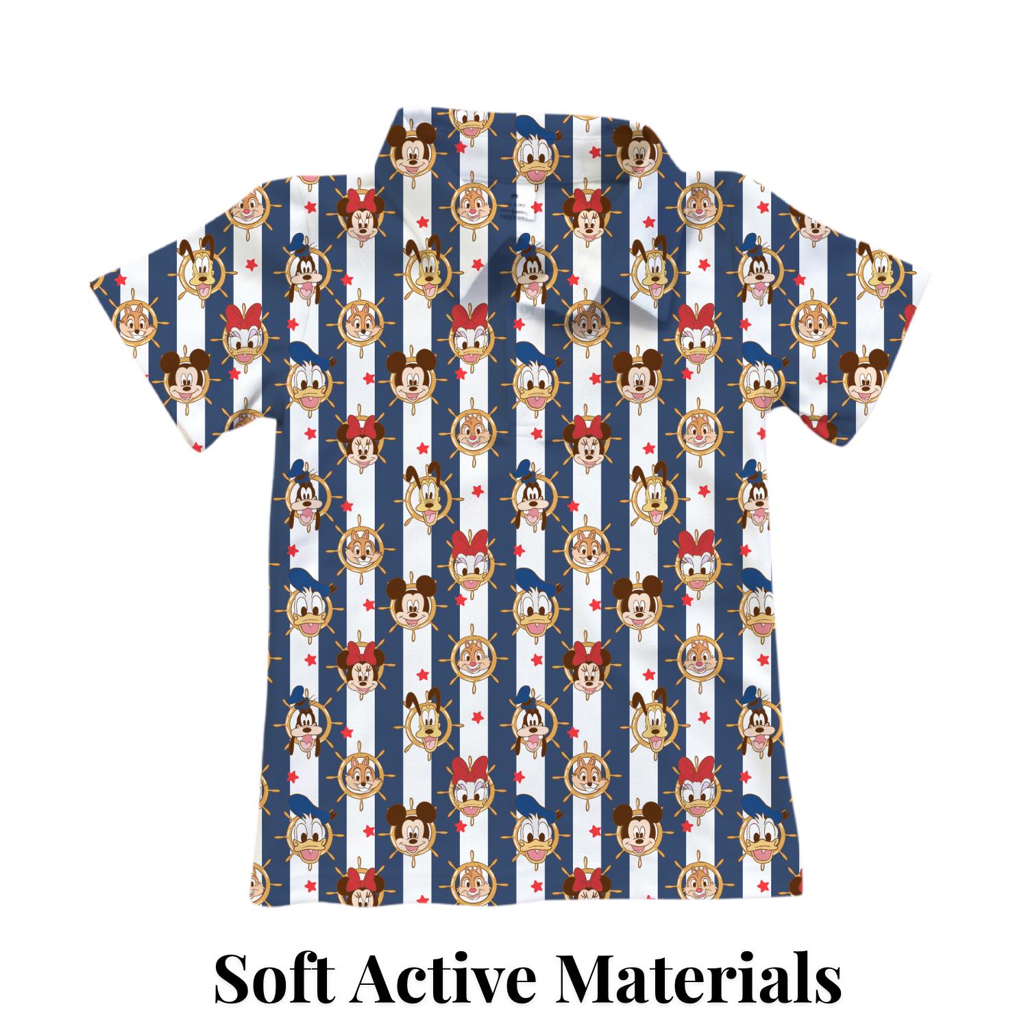 PREORDER Mickey Friends Nautical Cruise Performance Polo Shirt | Adult and Child Disney Vacation Outfit